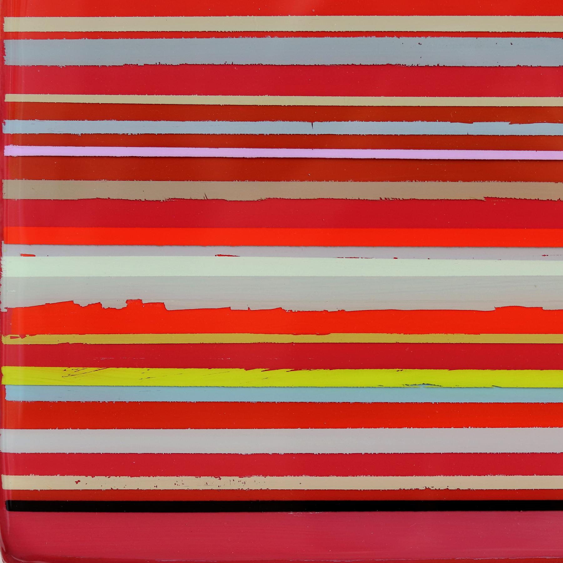 Fuego 12 - Minimalist Vibrant Colorful Striped Modern Abstract Acrylic Resin Art For Sale 5