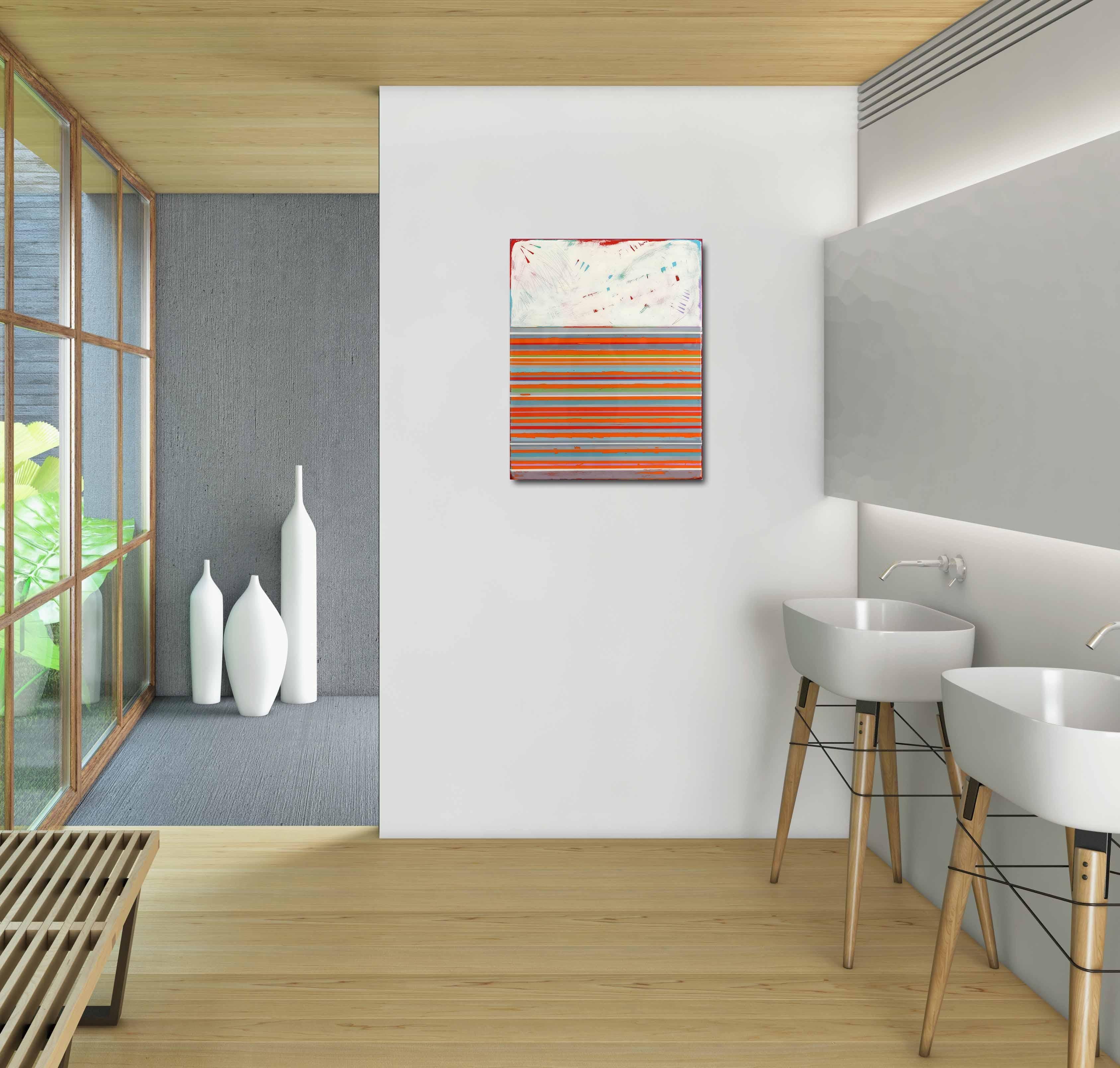 Fuego 16 - Minimalist Colorful Striped Modern Abstract Acrylic Resin Artwork - Painting by Ricky Hunt
