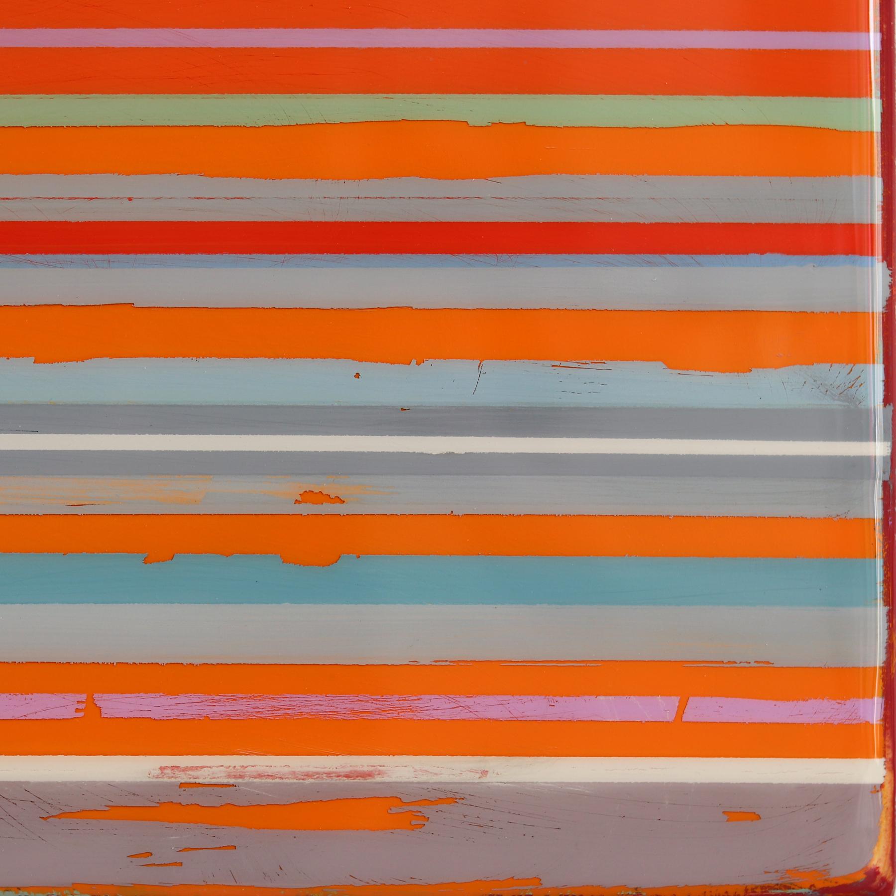 Fuego 16 - Minimalist Colorful Striped Modern Abstract Acrylic Resin Artwork For Sale 3