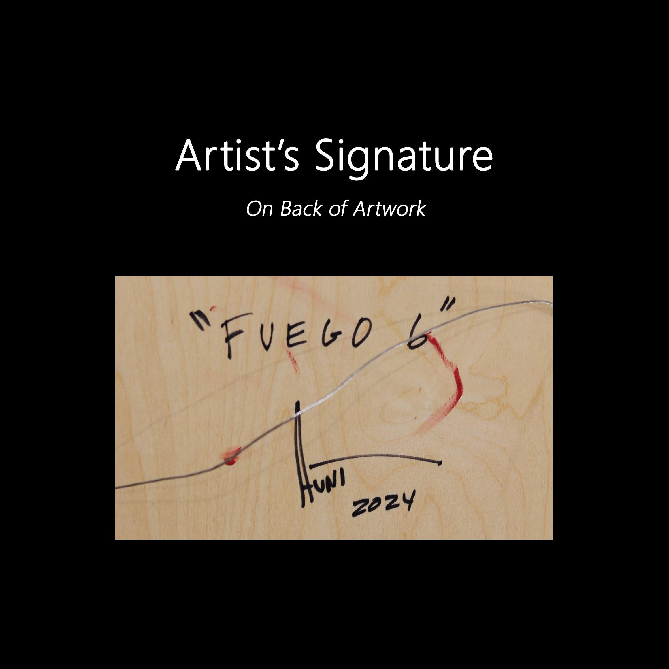 Fuego 6 - Obra de Arte Moderna de Resina Geométrica Acrílica en venta 4