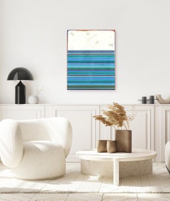 Fuego 8 - Modernes Kunstharz Blau gestreift Minimalistisches Kunstwerk