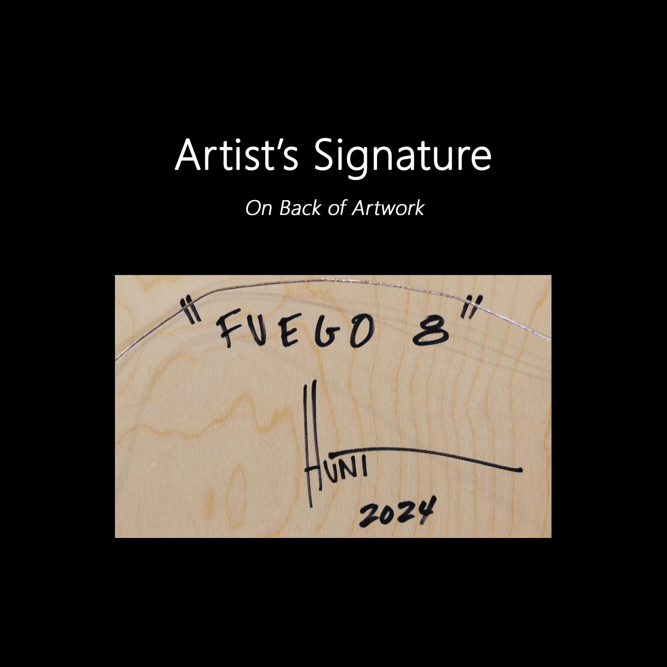 Fuego 8 - Resina Moderna Obra de Arte Minimalista de Rayas Azules en venta 6