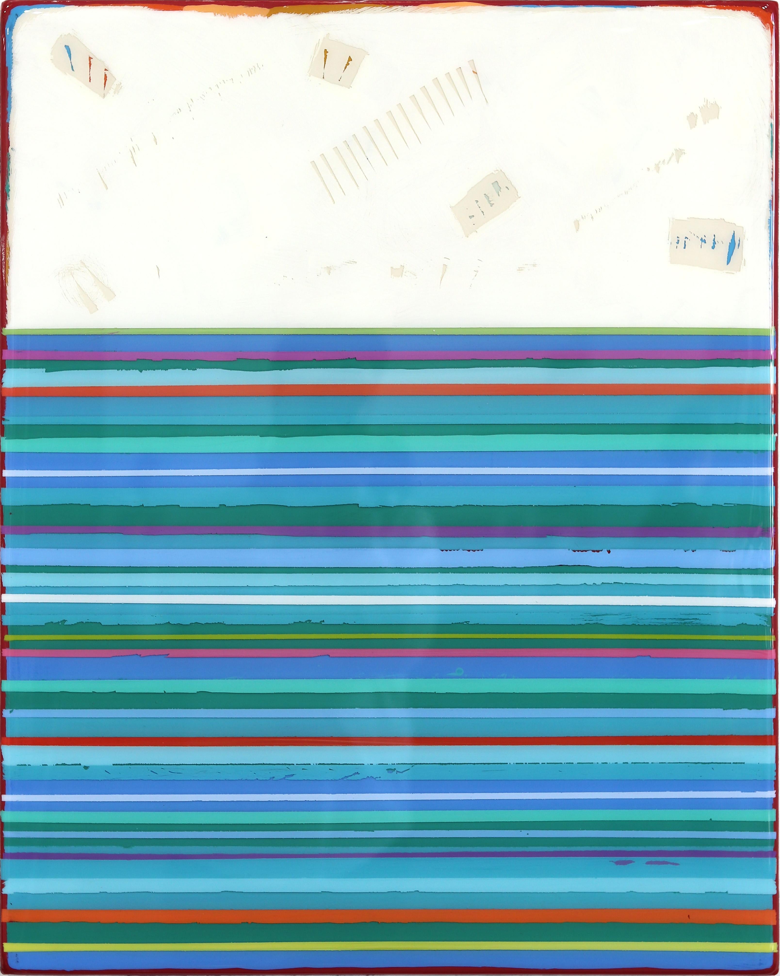 Fuego 8 - Resina Moderna Obra de Arte Minimalista de Rayas Azules