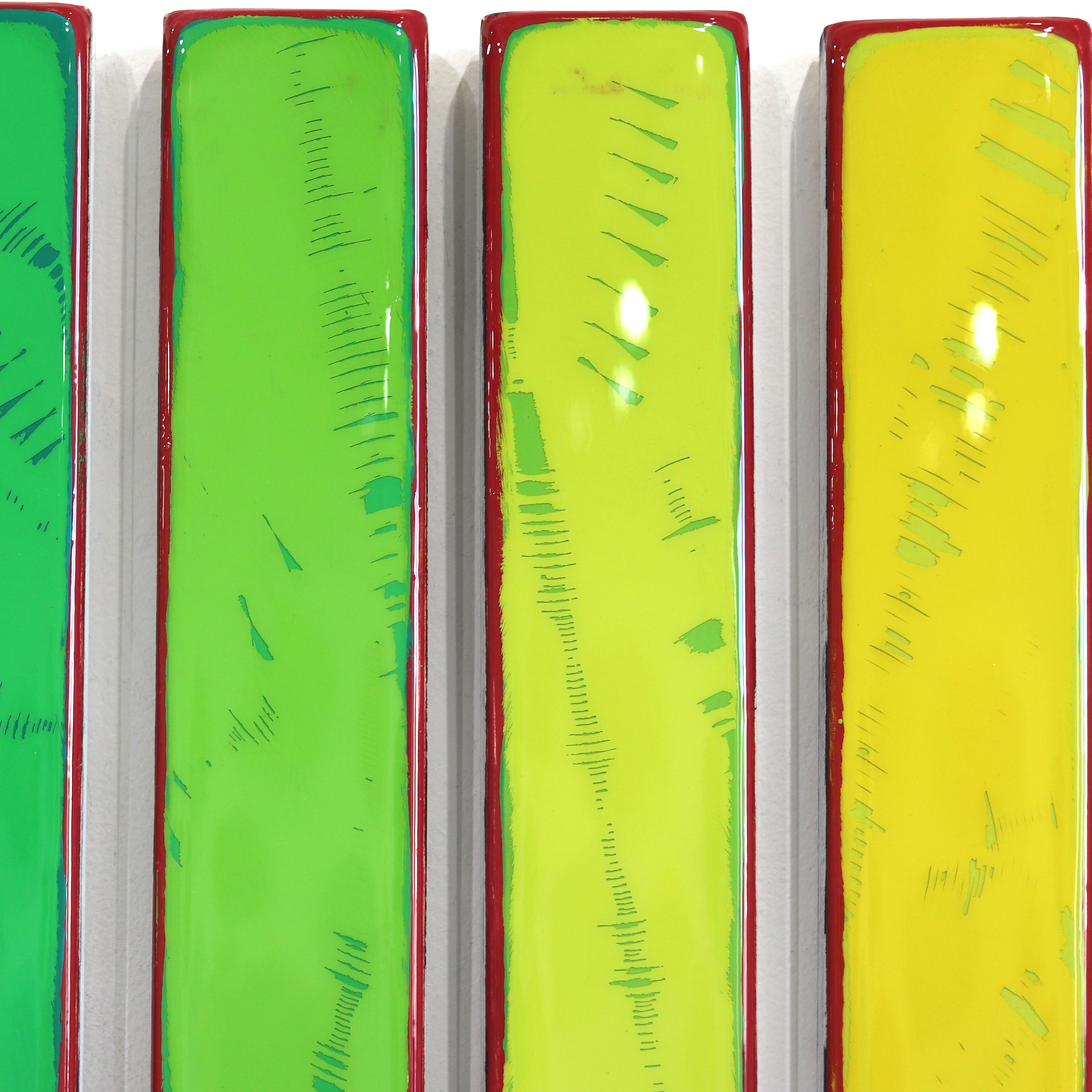 Gamut Wave 10 - Résine moderne minimaliste arc-en-ciel vibrant 12 panneaux art abstrait en vente 4