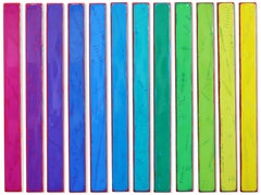 Gamut Wave 10 - Résine moderne minimaliste arc-en-ciel vibrant 12 panneaux art abstrait