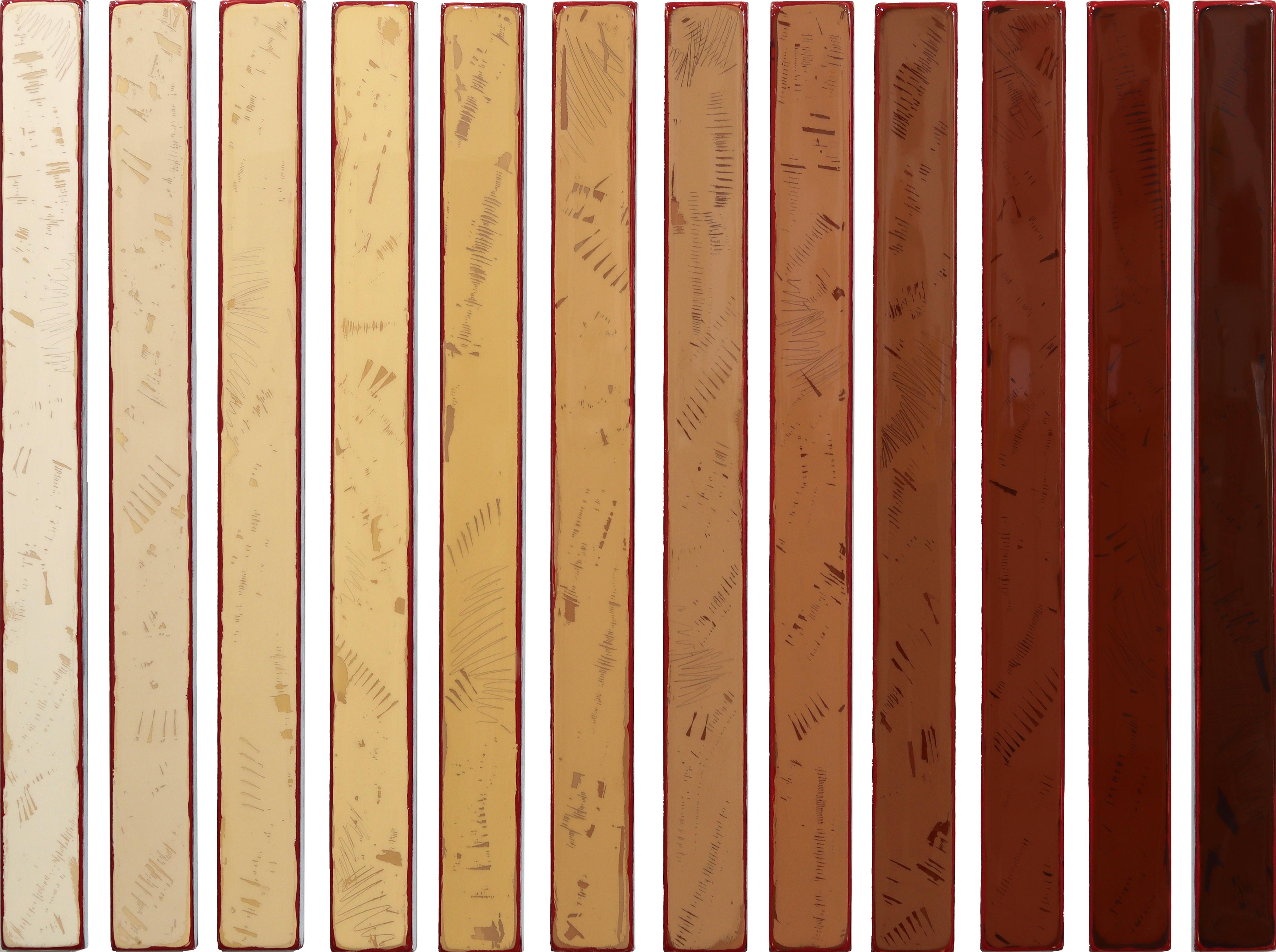 Gamut Wave 14 - Large Original Modern Shiny Resin Minimalist Brown Tone Artwork