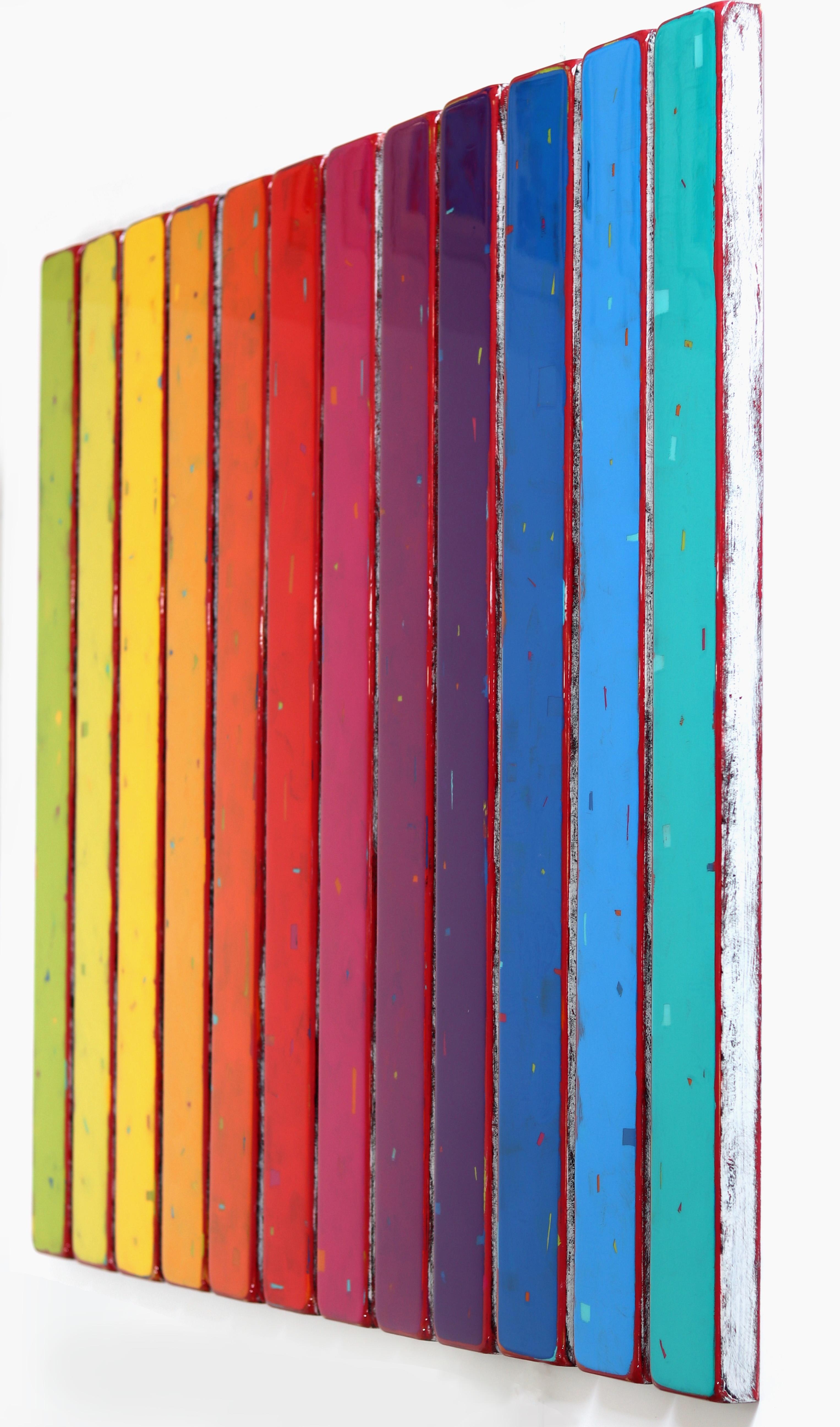 Gamut Wave 5 - Rainbow Multi-Panel Minimalist Modern Acrylic and Resin Artwork For Sale 2