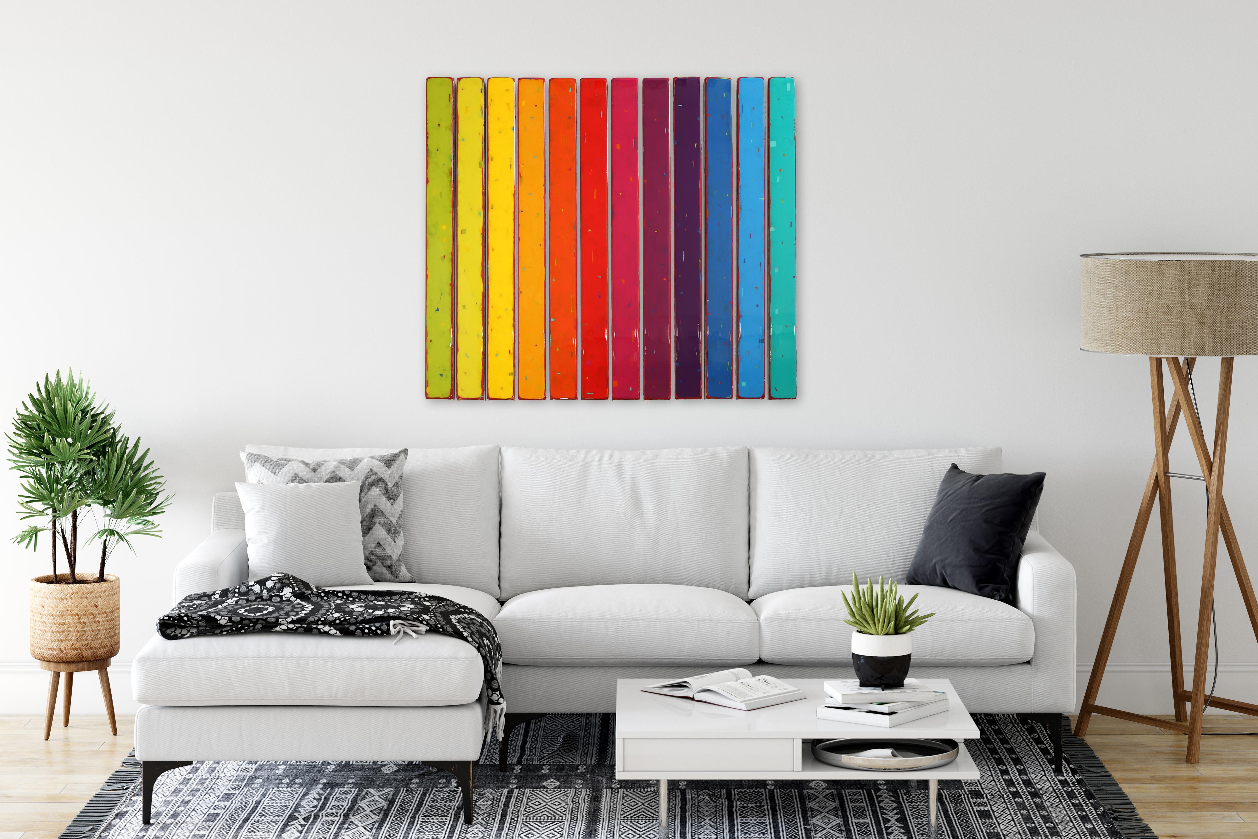 Gamut Wave 5 - Rainbow Multi-Panel Minimalist Modern Acrylic and Resin Artwork For Sale 4