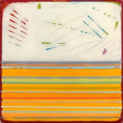 In Tune 66 - Small Modern Resin Yellow Striped Minimalist Artwork