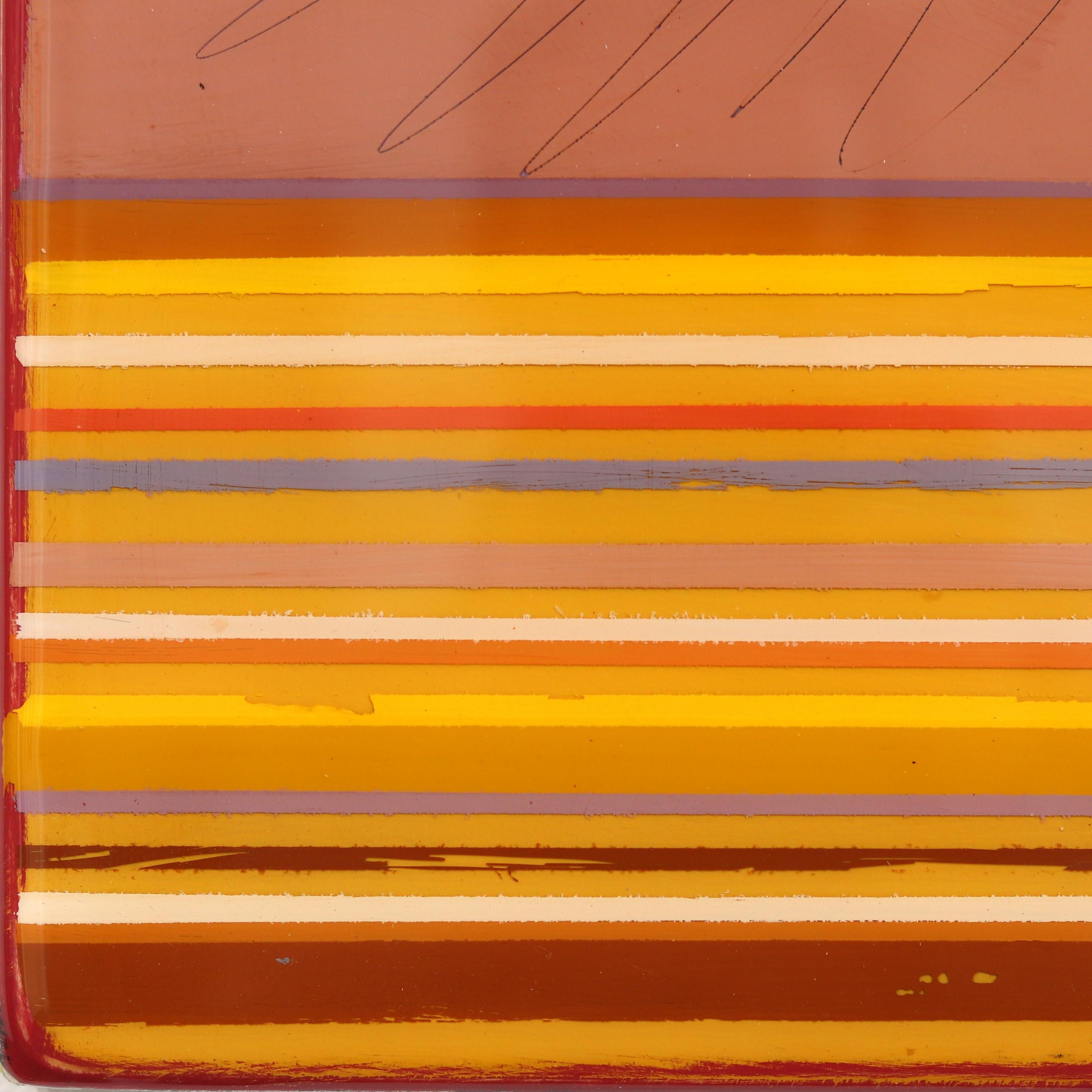 L'arte murale minimalista a tecnica mista di Ricky Hunt è influenzata dal suo passato tumultuoso che ha portato a un cambiamento di paradigma nella creatività e nella vita. An He ricopre il pannello di legno con strati di vernice acrilica,