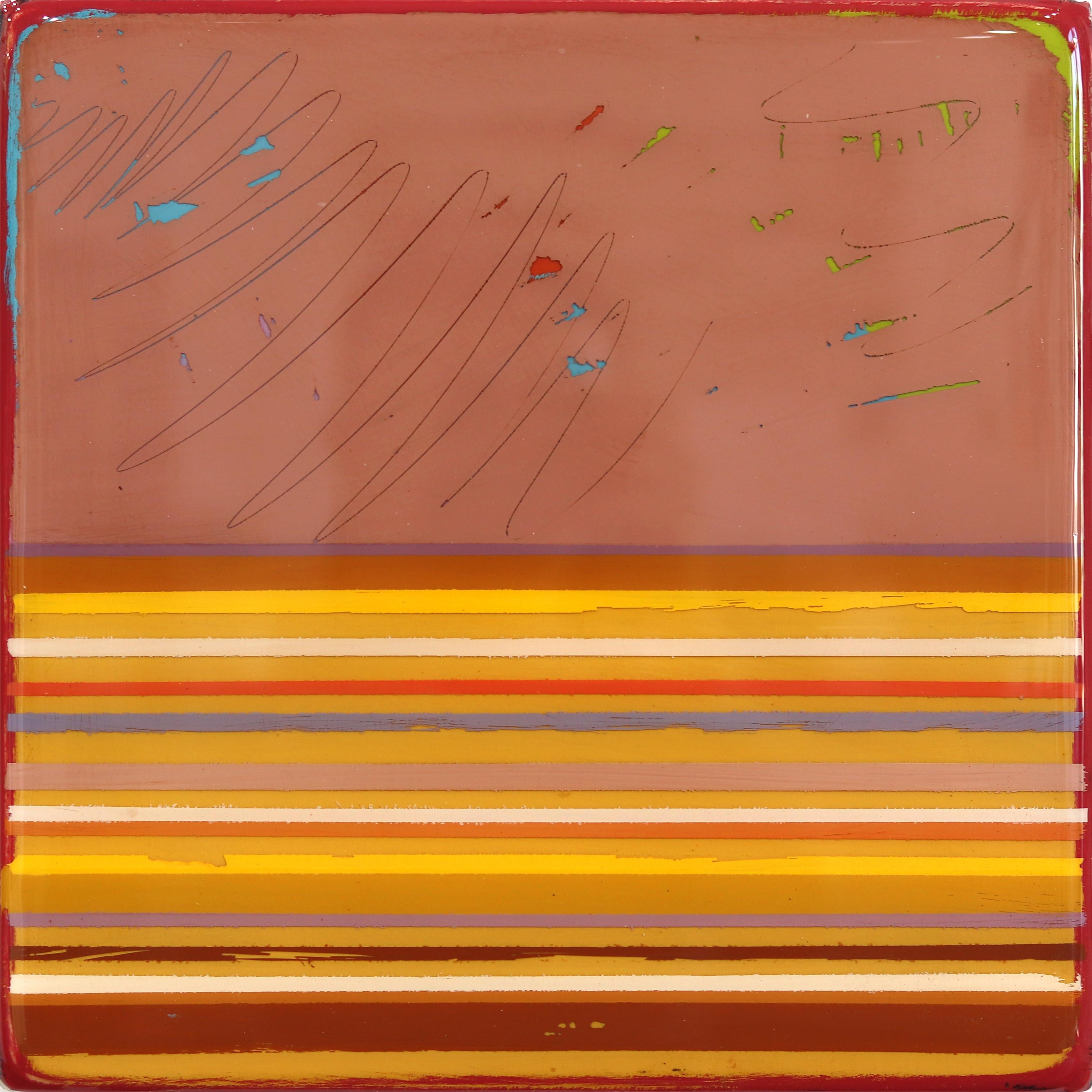 In Tune 68 - Pequeña Obra de Arte Minimalista Moderna de Resina en Tono Cálido