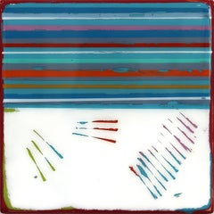 In Tune 69 - Small Modern Resin Blue Striped Minimalist Artwork