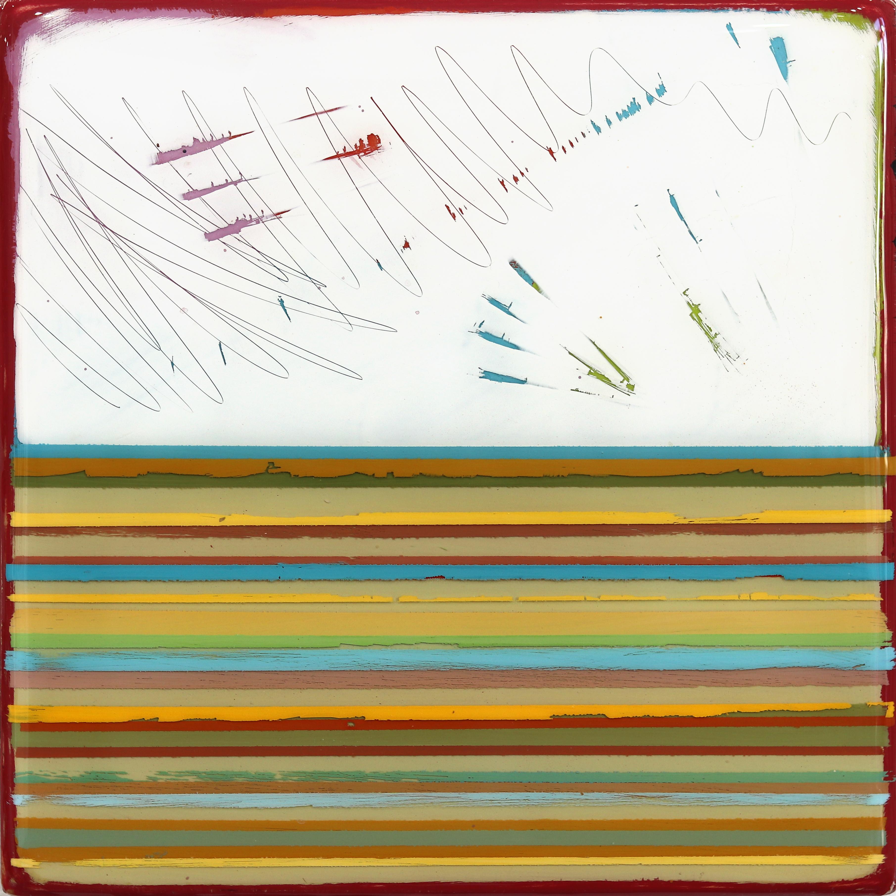 In Tune 70 - Small Modern Resin Earth Tone Striped Geometric Artwork