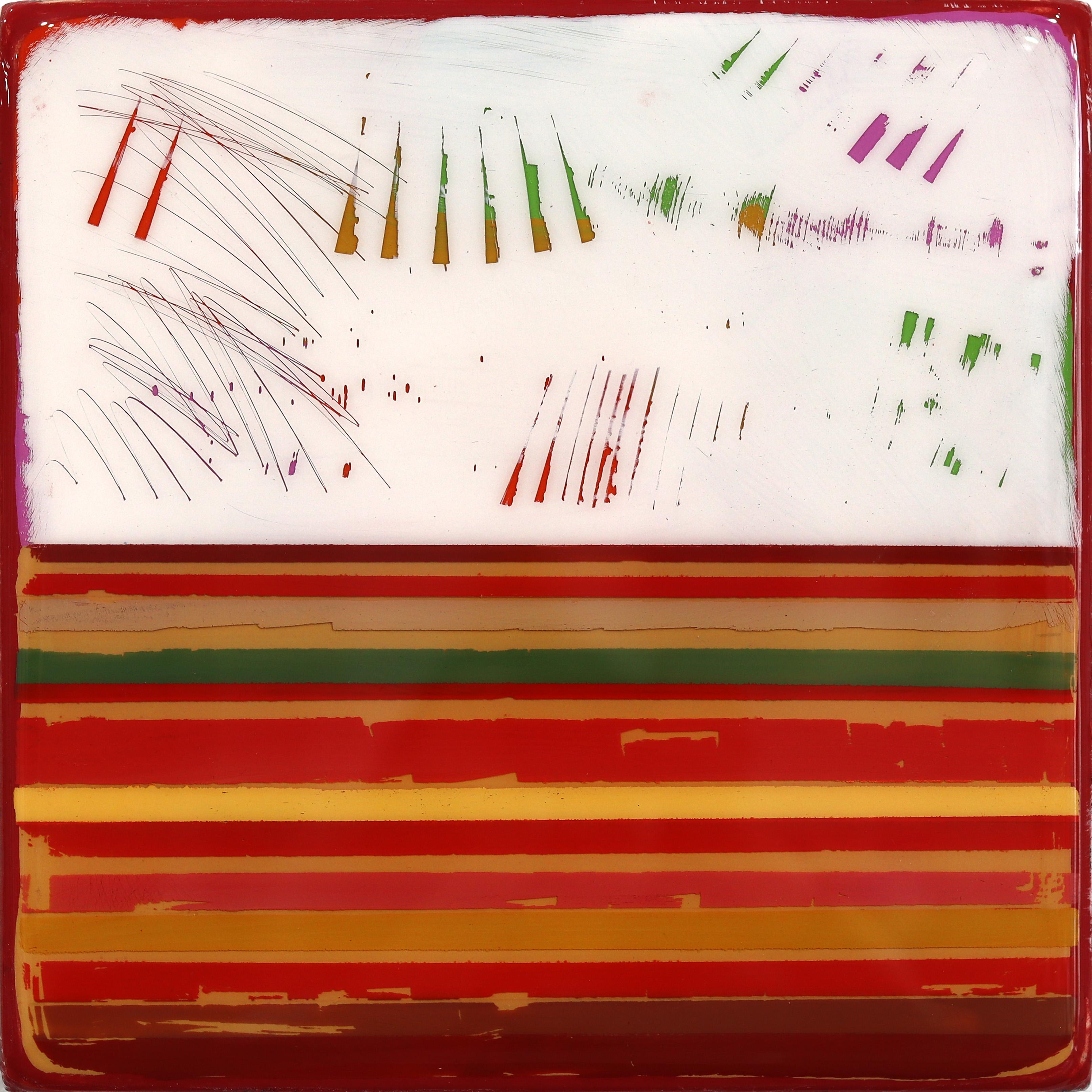 In Tune 75 - Original Zeitgenössisch Glänzend Harz Minimalistisch Warm Tone Layered Art – Mixed Media Art von Ricky Hunt