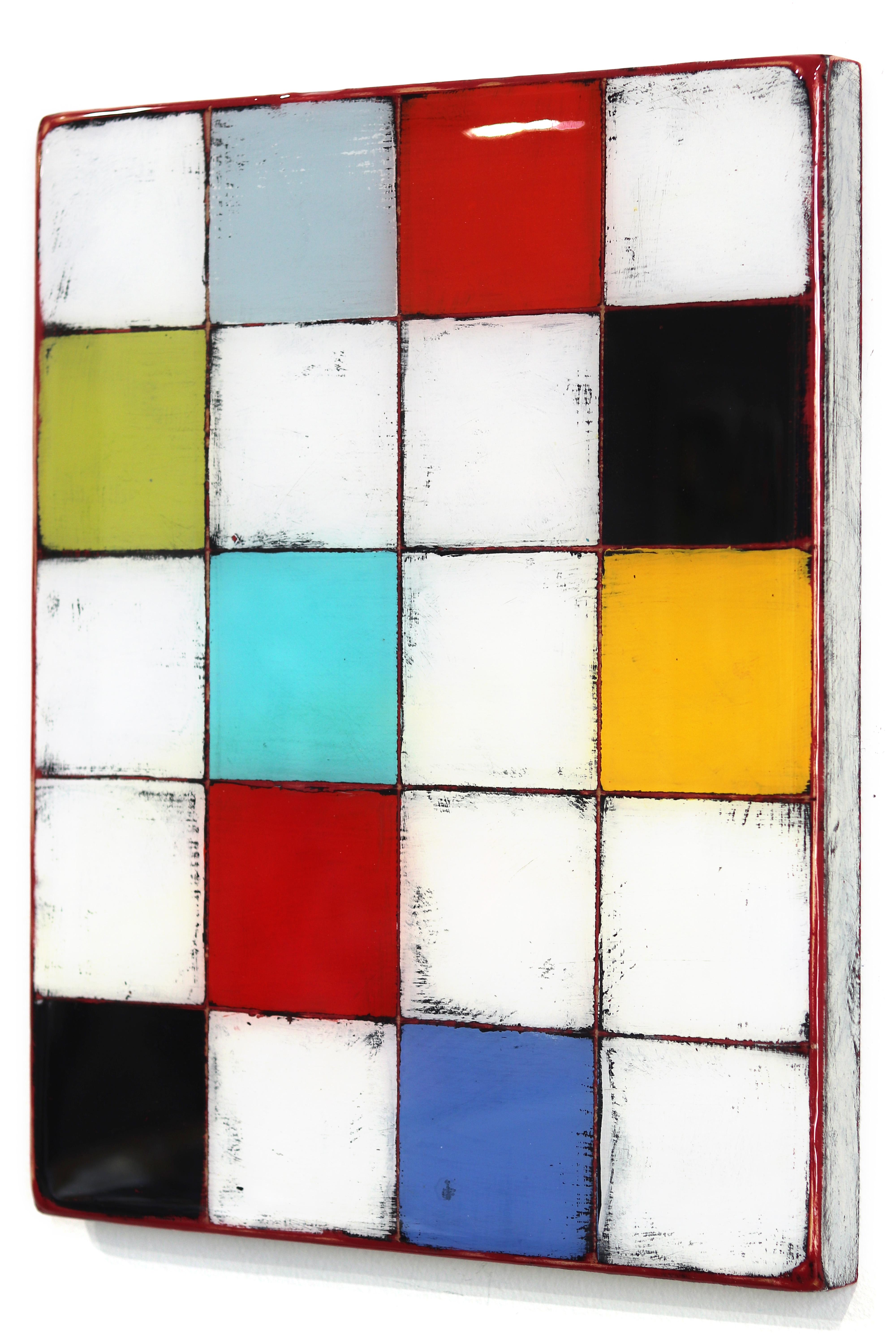 Jazz 22 - Colorful Black and White Color Field Painting Minimalist Resin Artwork For Sale 2