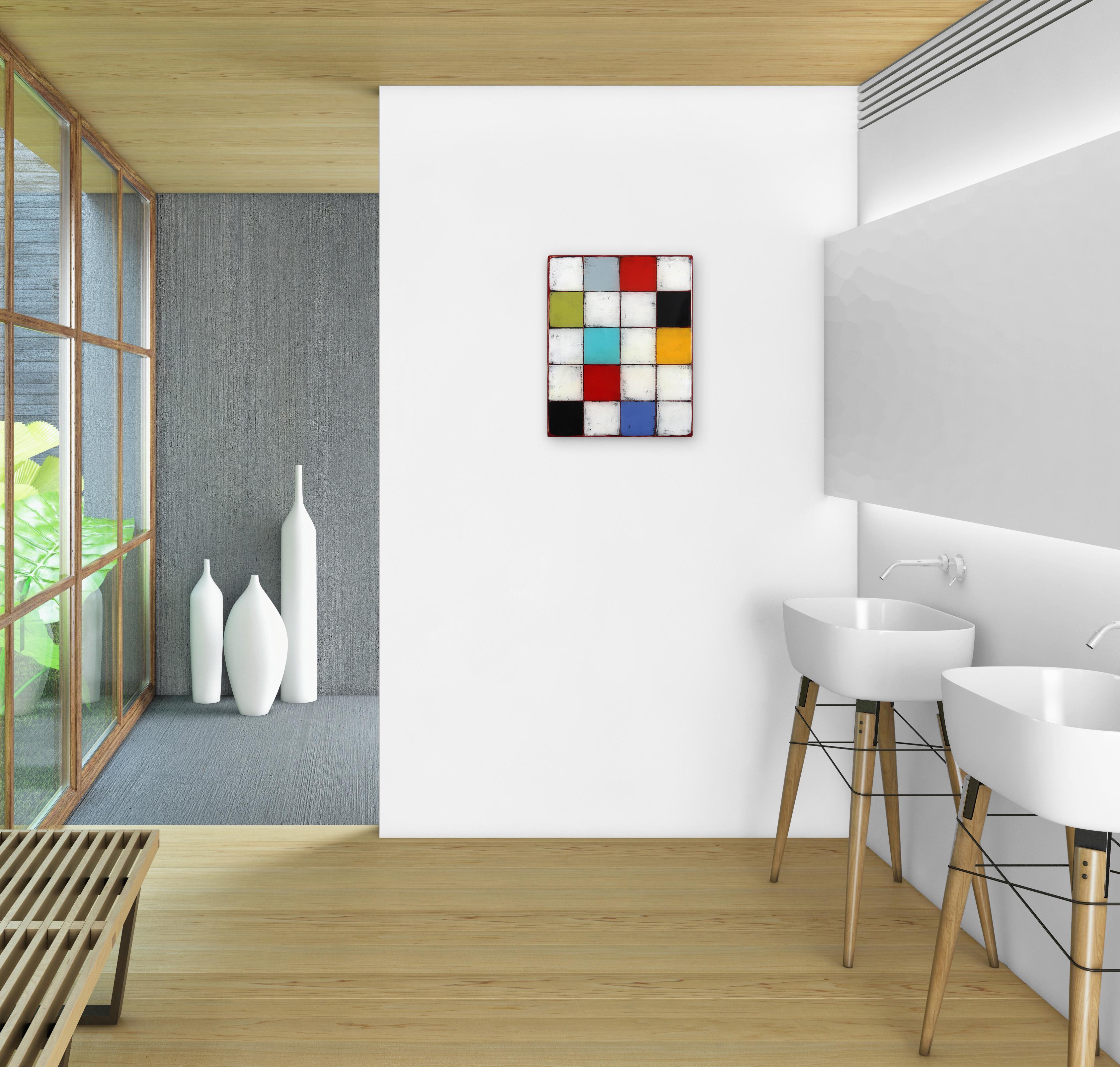 Jazz 22 - Colorful Black and White Color Field Painting Minimalist Resin Artwork For Sale 4
