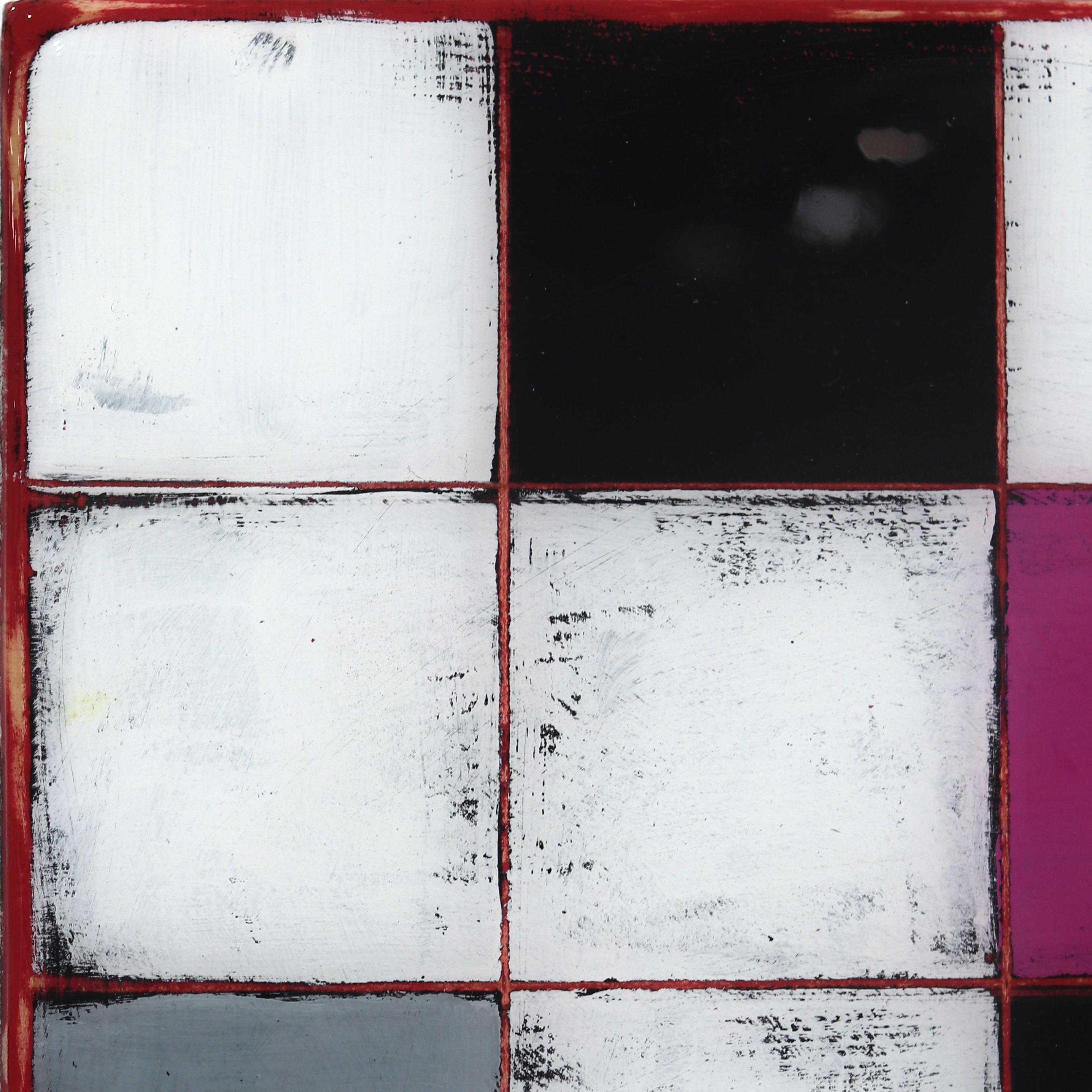 Jazz 23 - Acrylic Checkerboard Black and White Jewel Tone Resin Artwork - Minimalist Mixed Media Art by Ricky Hunt