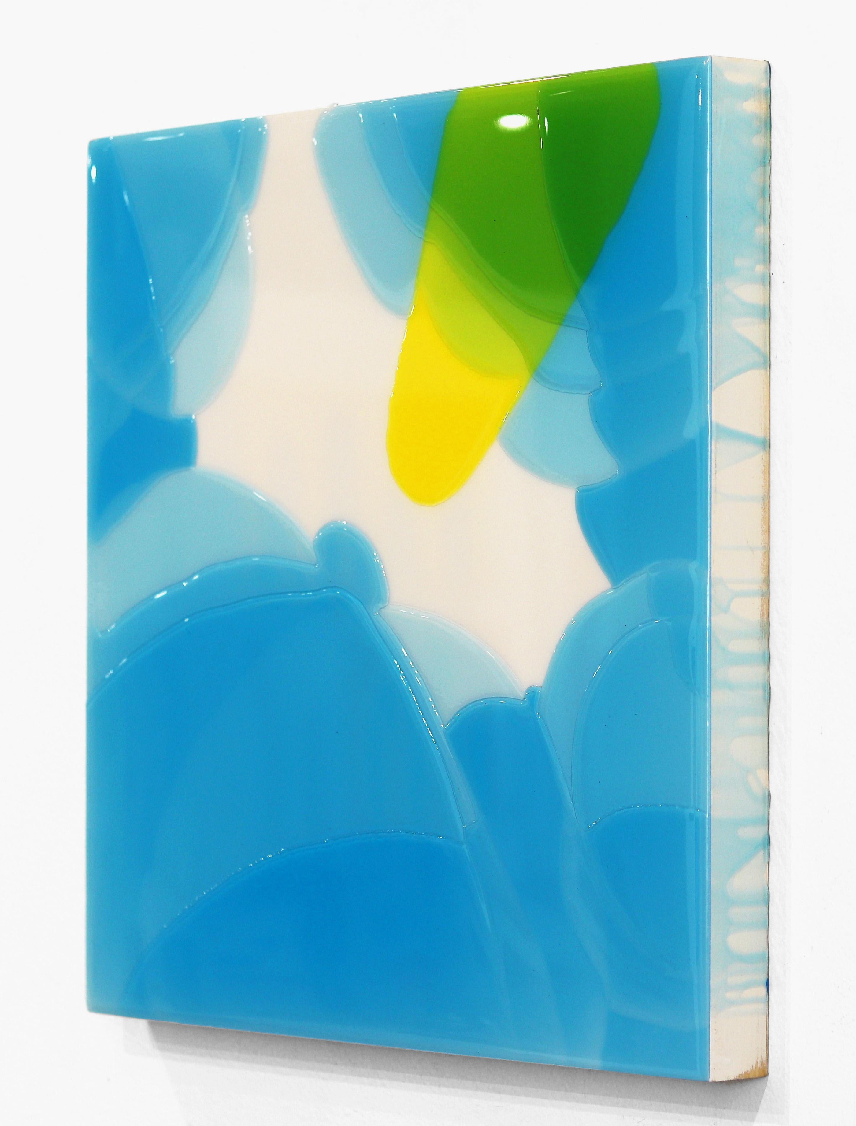 Lightning 20 - Modern Minimalist Blue and Yellow Resin Artwork  For Sale 2