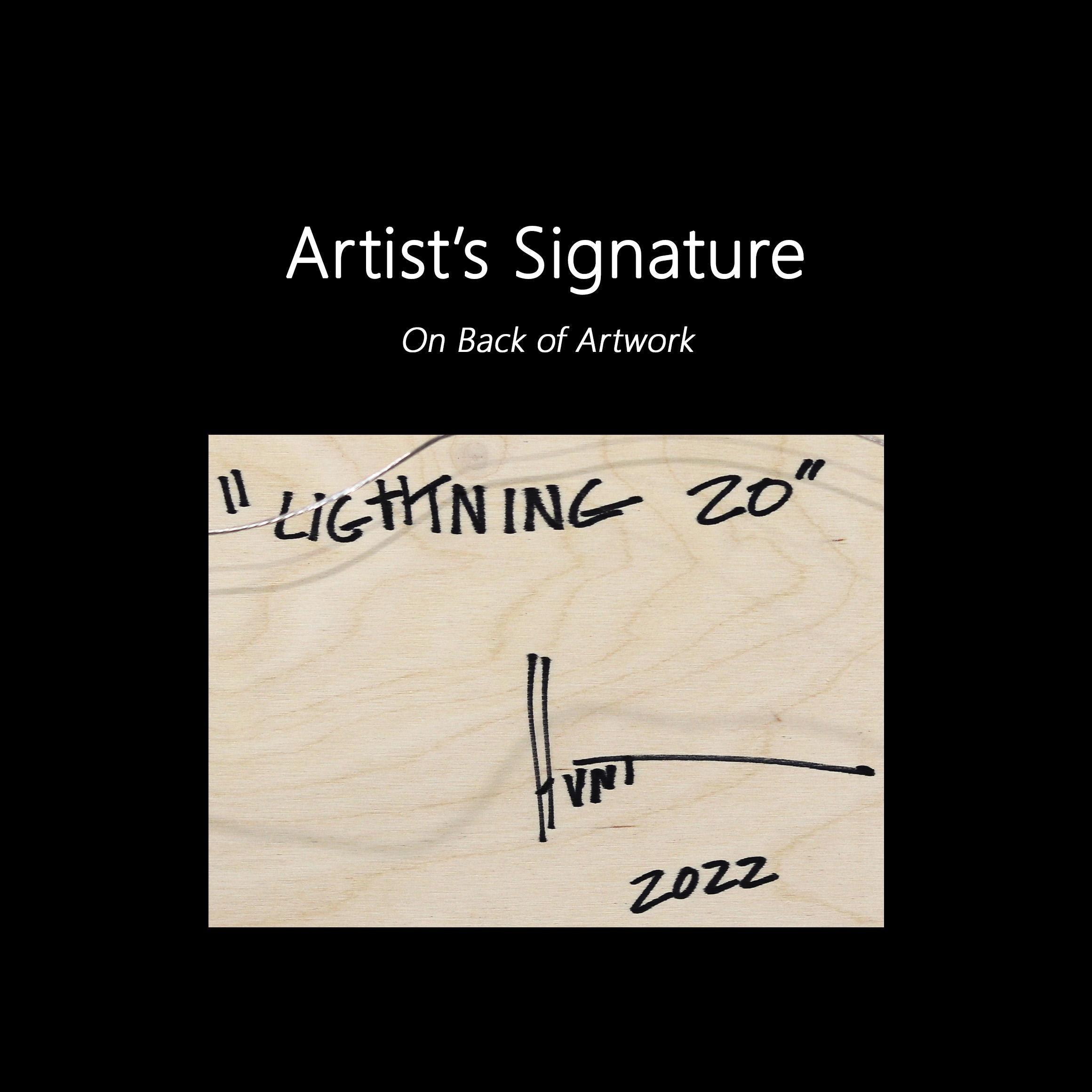 Lightning 20 - Modern Minimalist Blue and Yellow Resin Artwork  For Sale 7