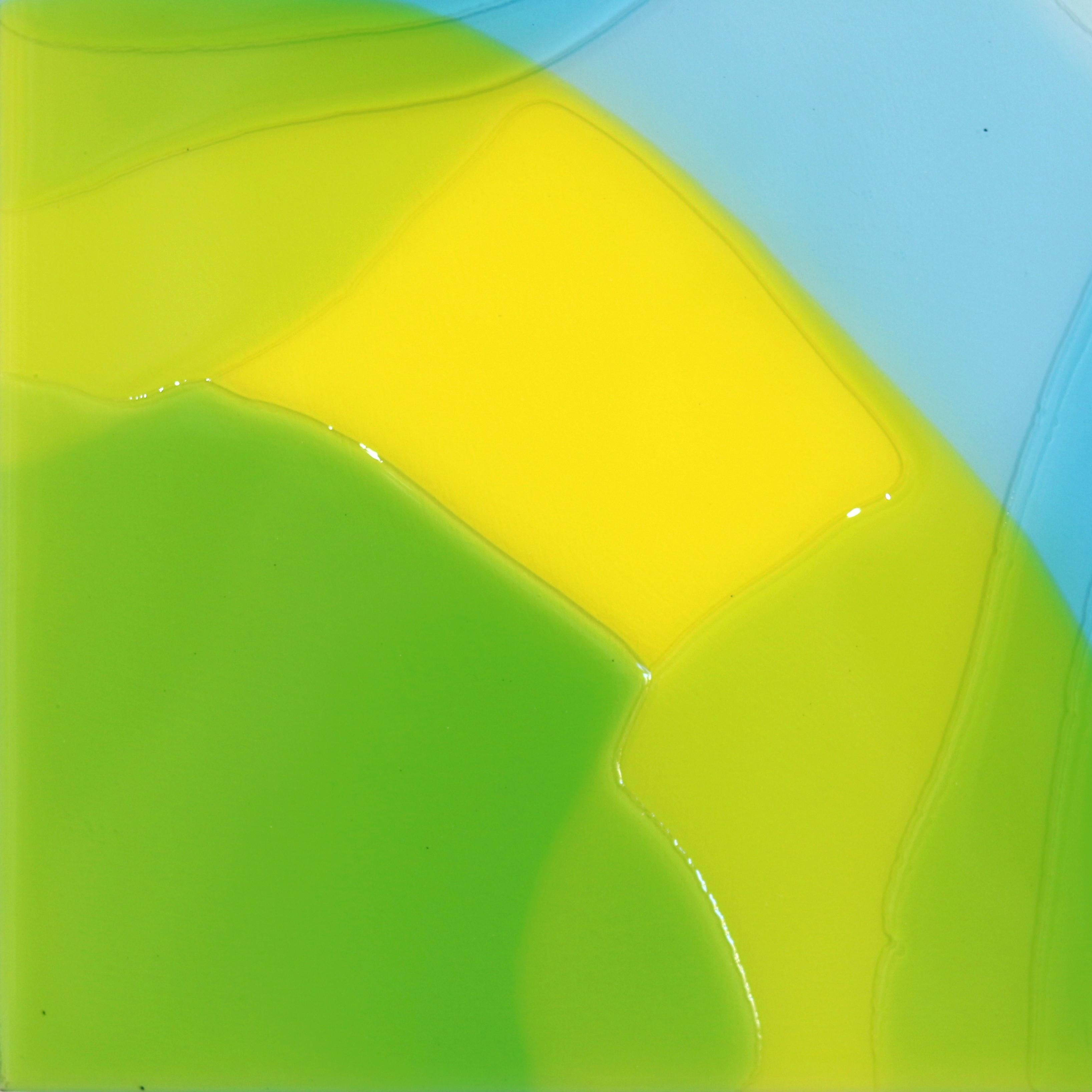 Beleuchtung 21 – Modernes mehrschichtiges blaues und gelbes Harzkunstwerk im Angebot 3