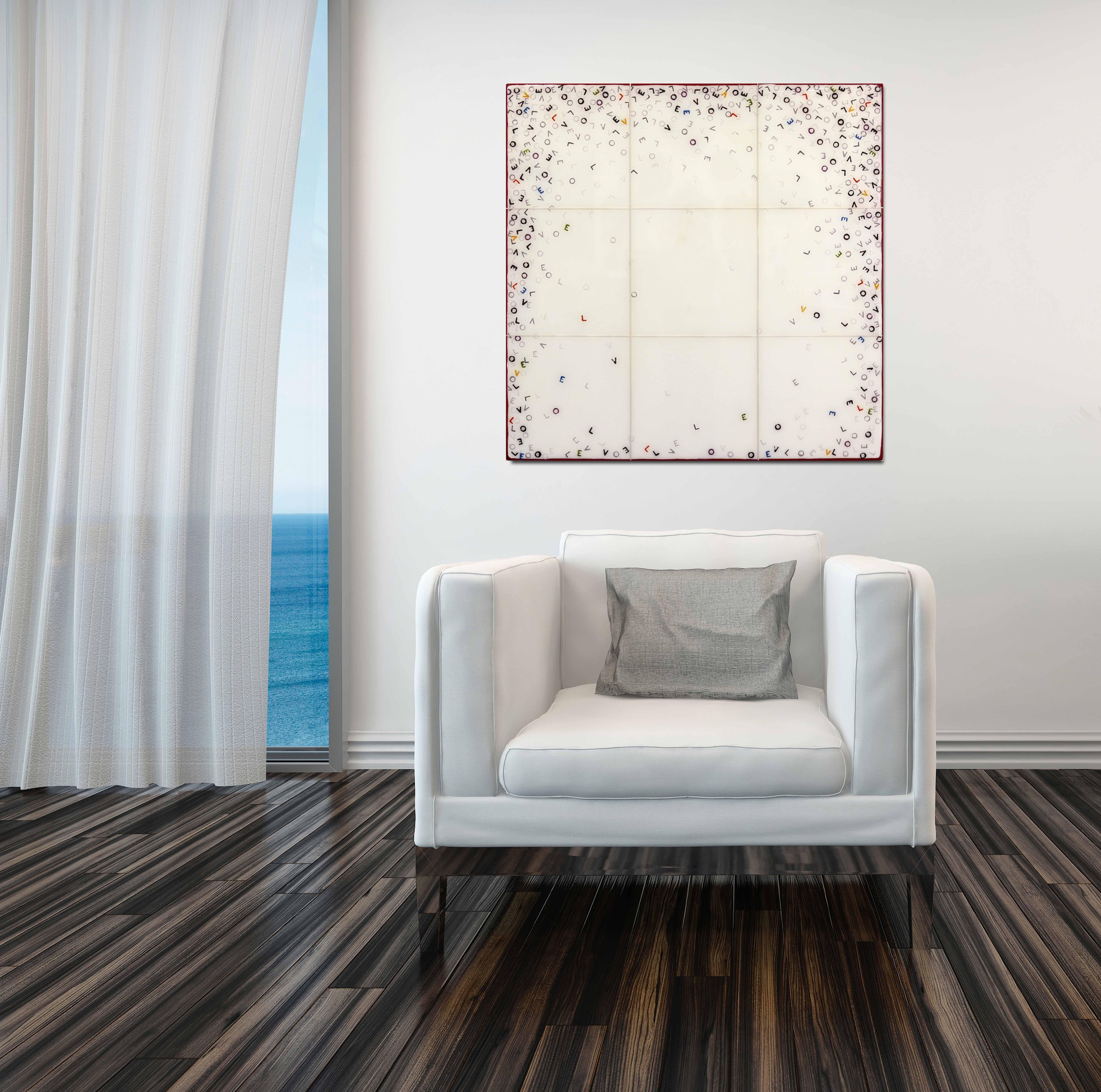 Love Letters 11 - Résine moderne minimaliste 'Love' Abstrait Mixed Media Artwork - Painting de Ricky Hunt