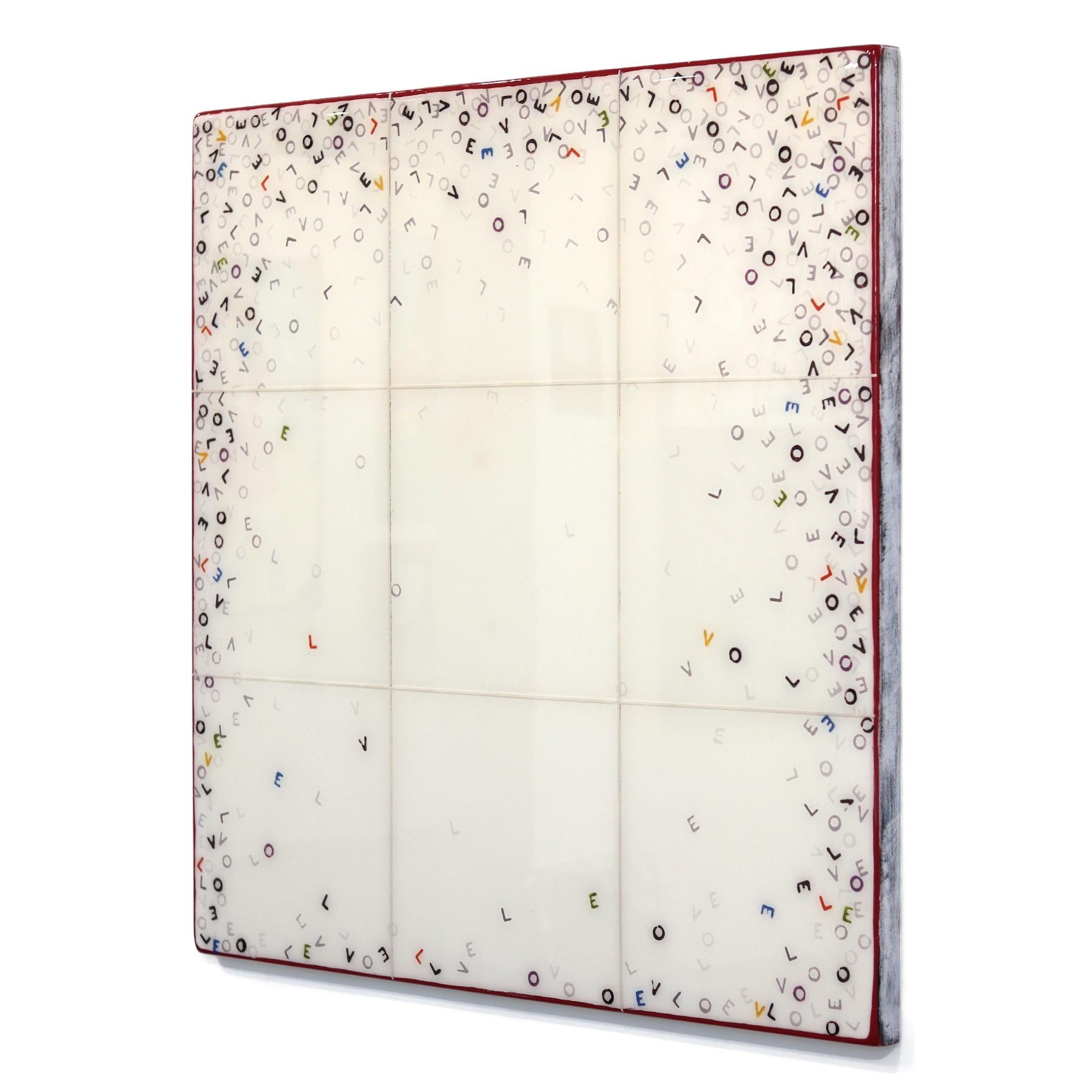 Love Letters 11 - Résine moderne minimaliste 'Love' Abstrait Mixed Media Artwork - Beige Abstract Painting par Ricky Hunt