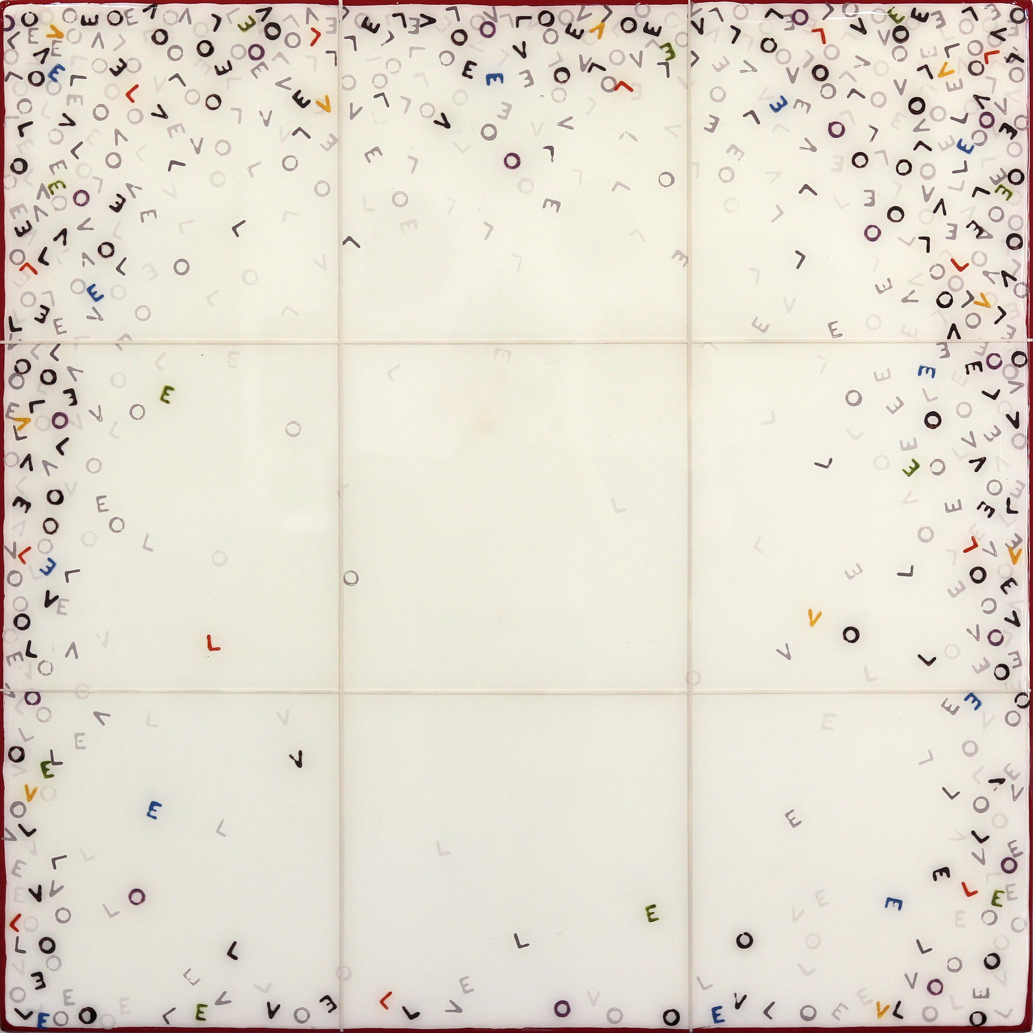 Love Letters 11 - Modernes Harz Minimalist 'Love' Abstraktes Gemischtes Medienkunstwerk