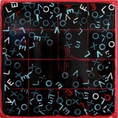 Letters d'amour 12 - œuvre d'art en résine acrylique noire, rouge, bleue et vibrante