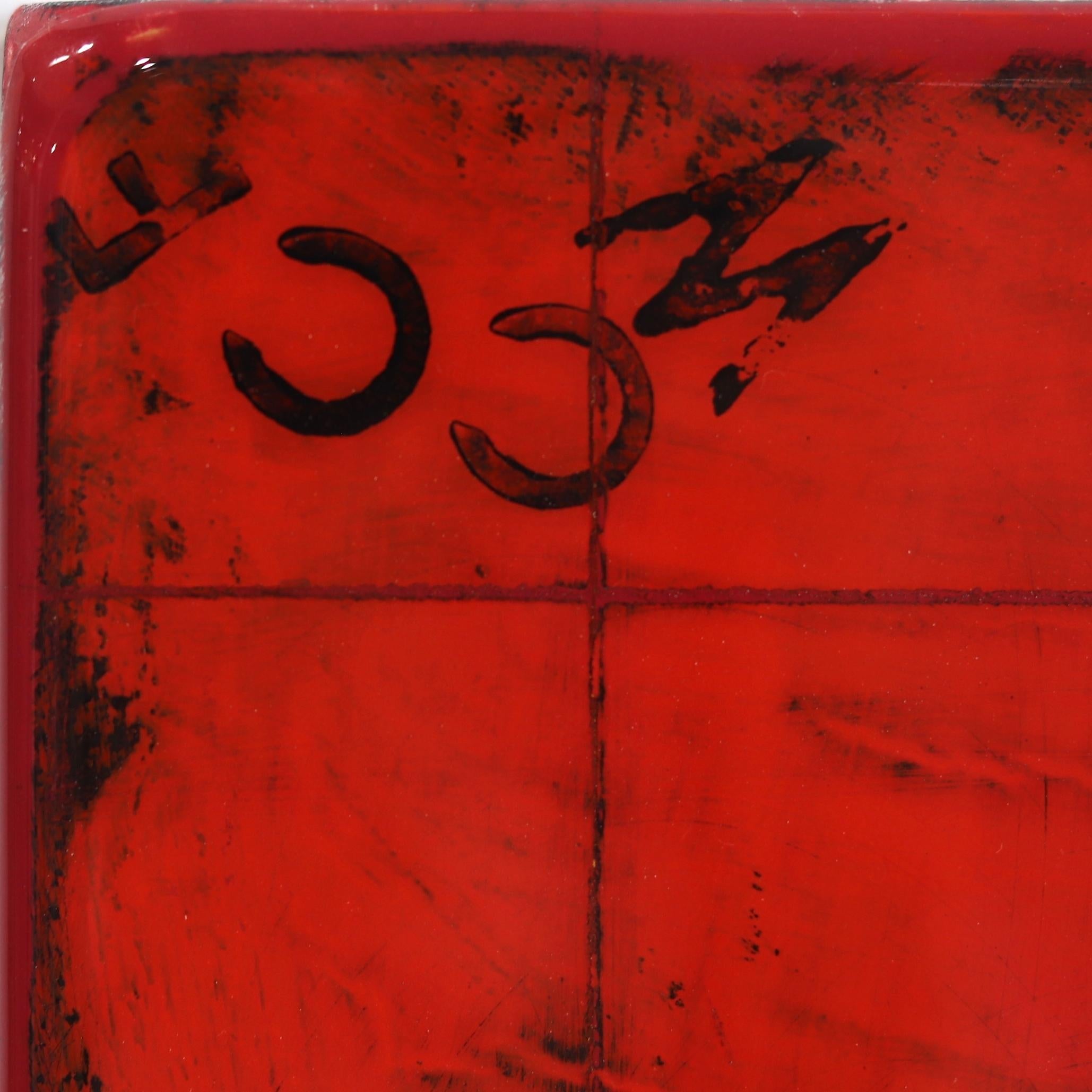 Love Letters 6 - Modern Minimalist Original Resin Artwork - Red Abstract Painting by Ricky Hunt