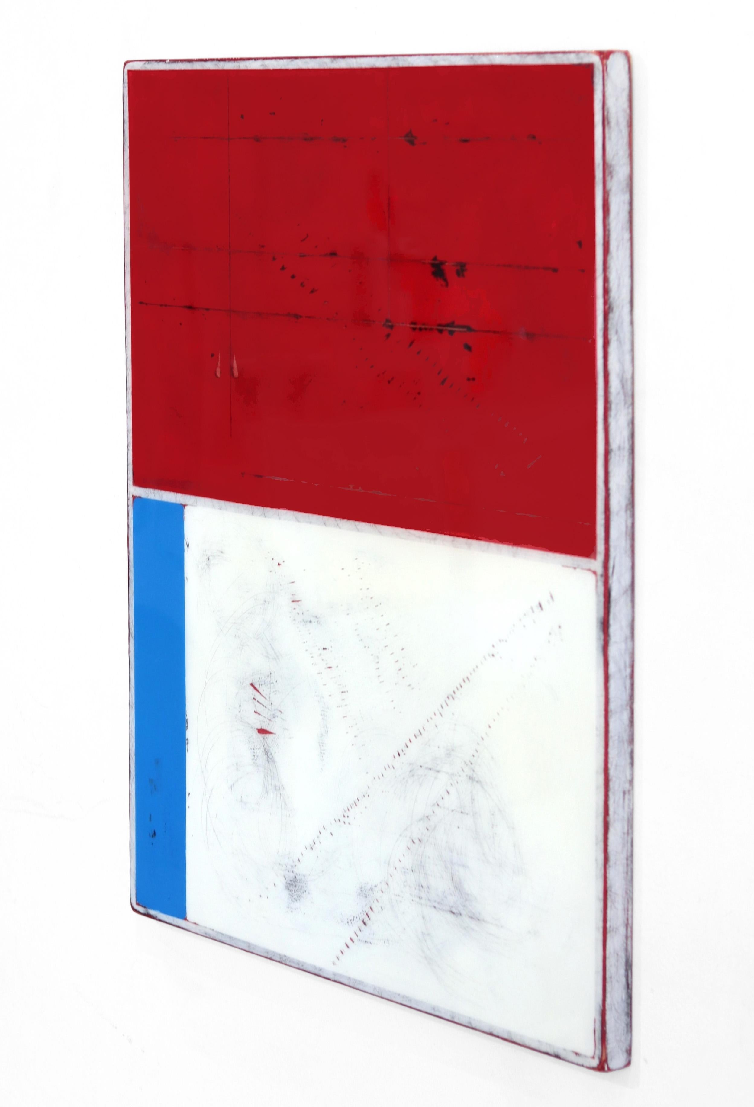 Resolution 1 - Minimalistisches modernes Kunstwerk aus Acryl in Rot, Weiß und Blau in Rot und Blau im Angebot 1