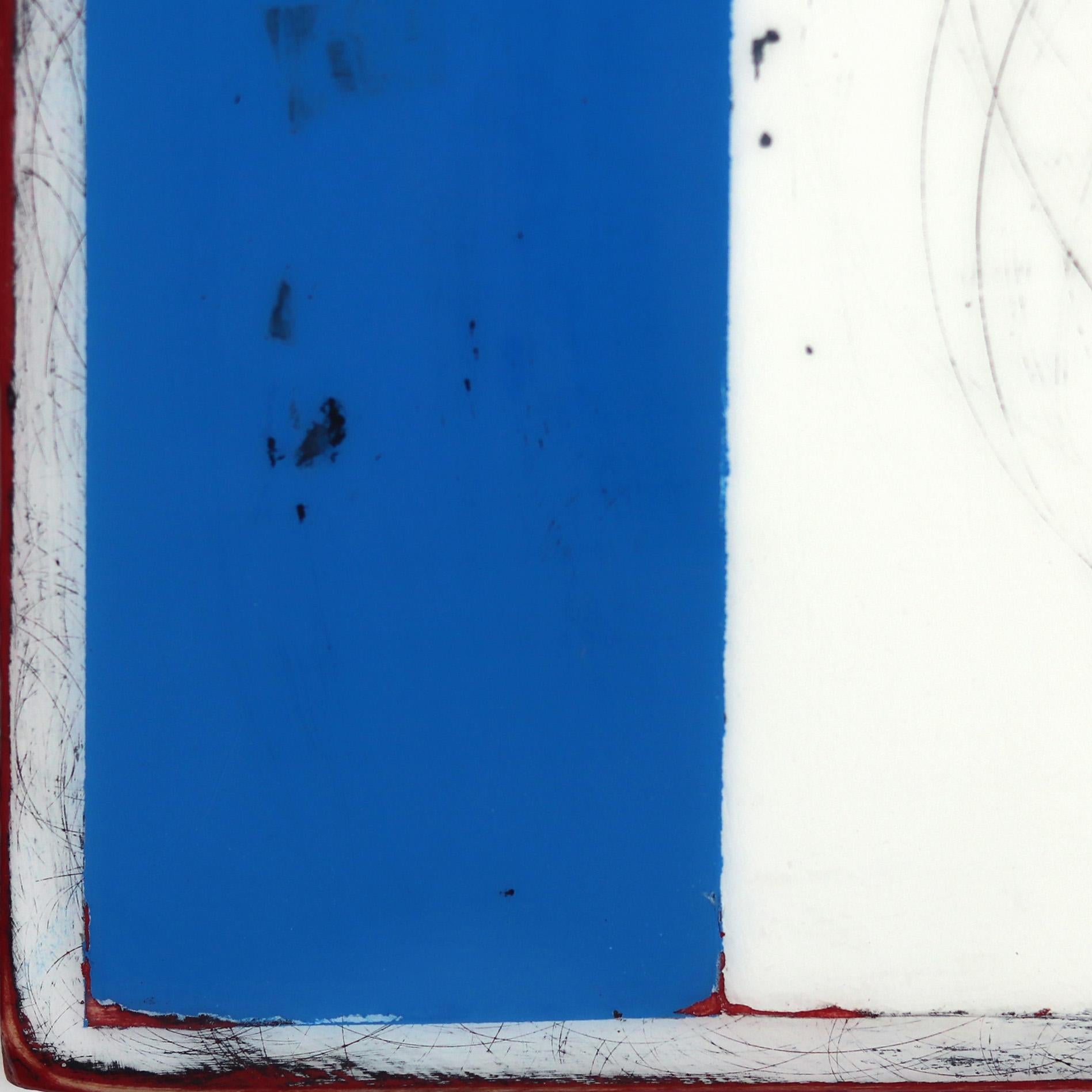 Resolution 1 - Minimalist Modern Acrylic Red White and Blue Resin Artwork For Sale 2
