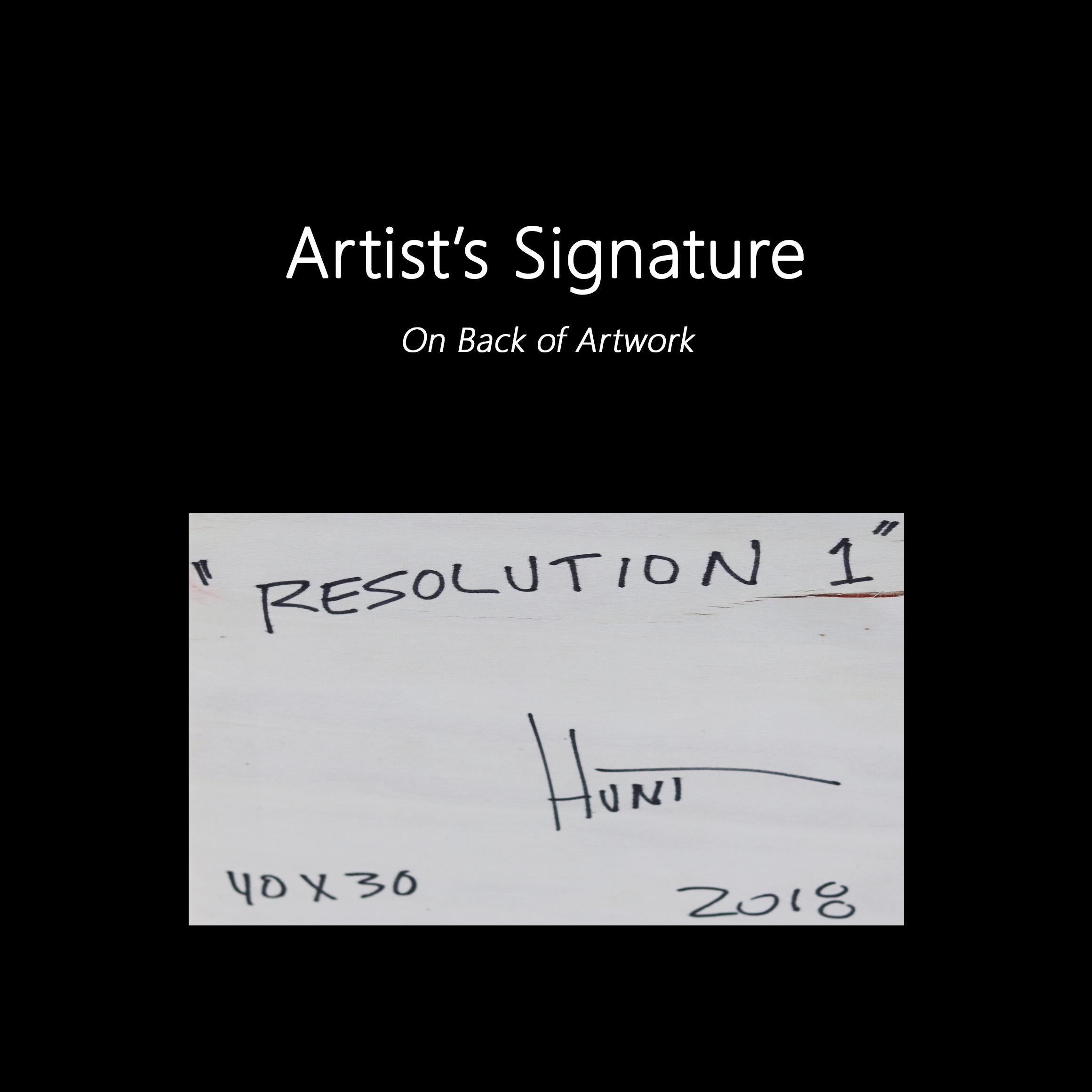 Resolution 1 - Minimalistisches modernes Kunstwerk aus Acryl in Rot, Weiß und Blau in Rot und Blau im Angebot 6