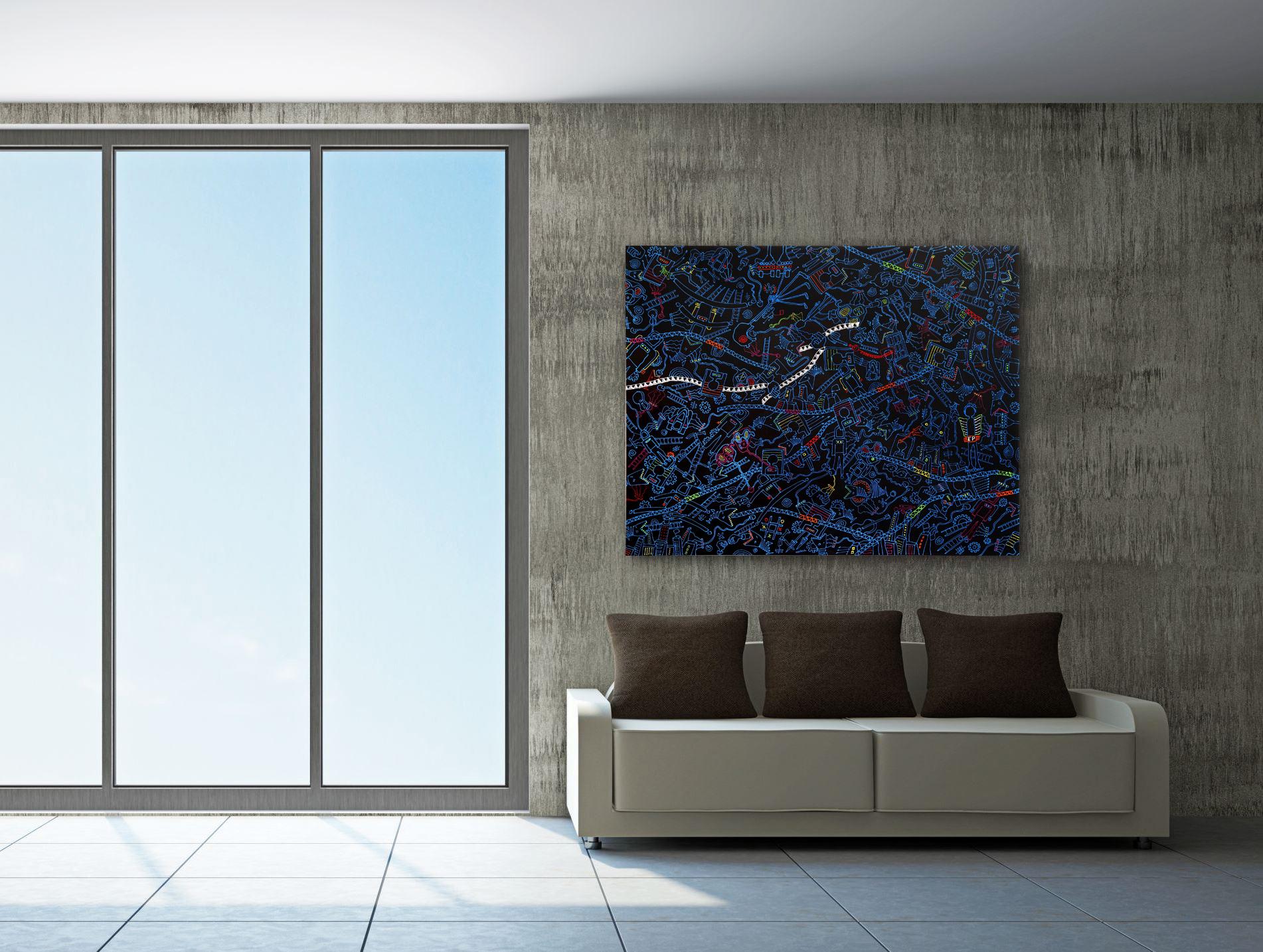 Space Junk 15 - Original One of a Kind Artwork on Canvas - Painting by Ricky Hunt