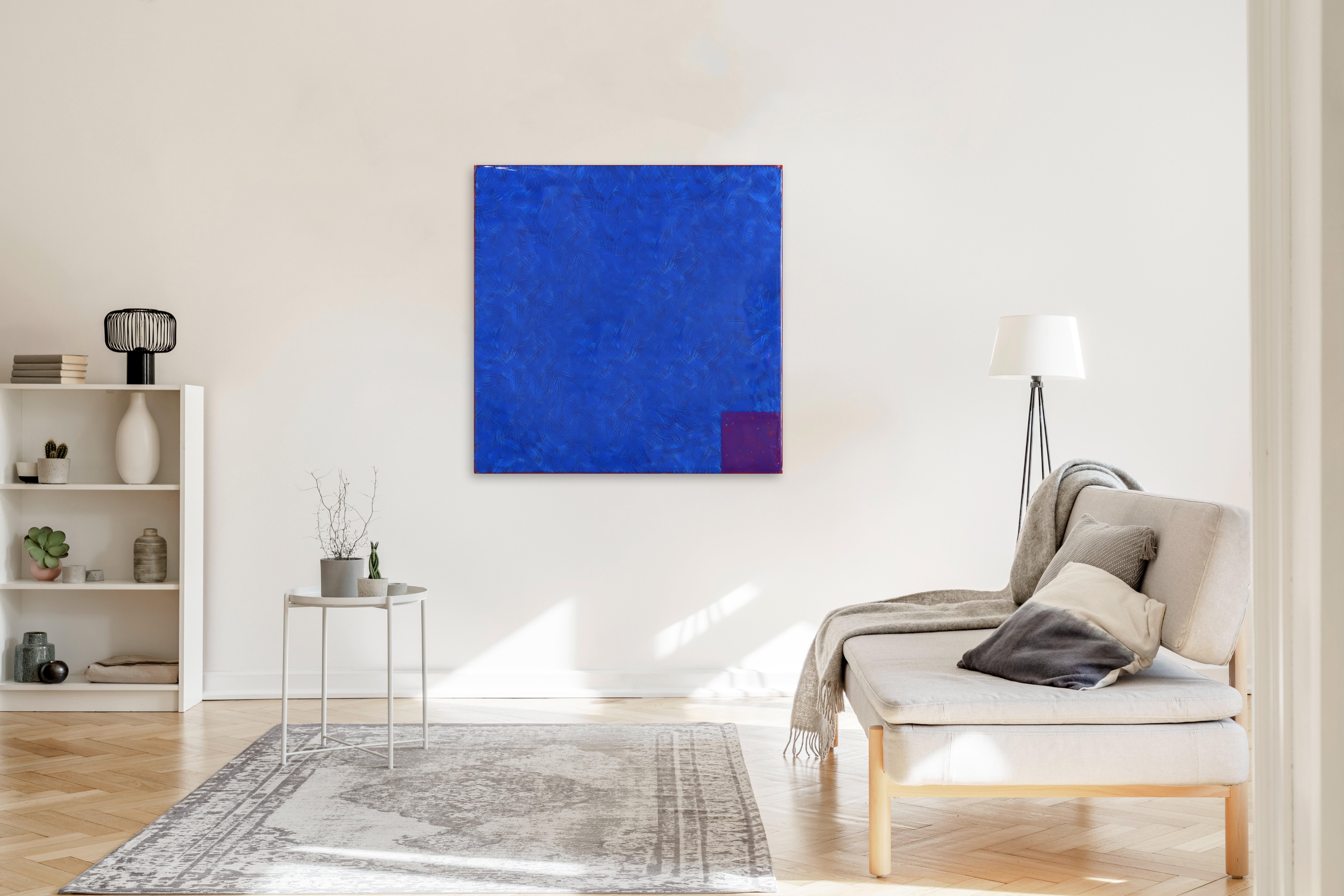 Sunday Blue 3 - Acrylic Vibrant Blue Modern Resin Artwork For Sale 3