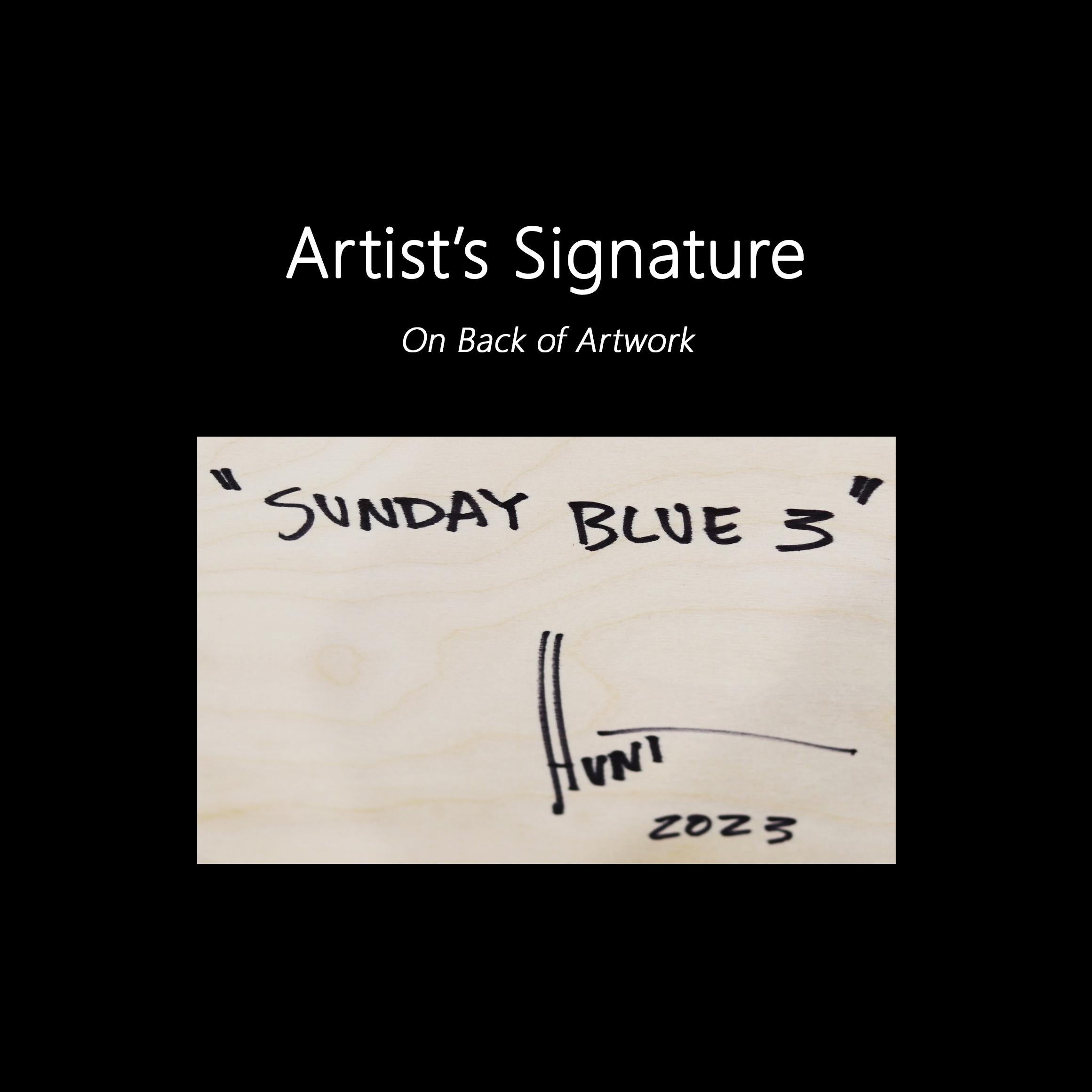 Sunday Blue 3 - Acryl lebhaftes blaues modernes Harzkunstwerk in Sunday Blue im Angebot 6