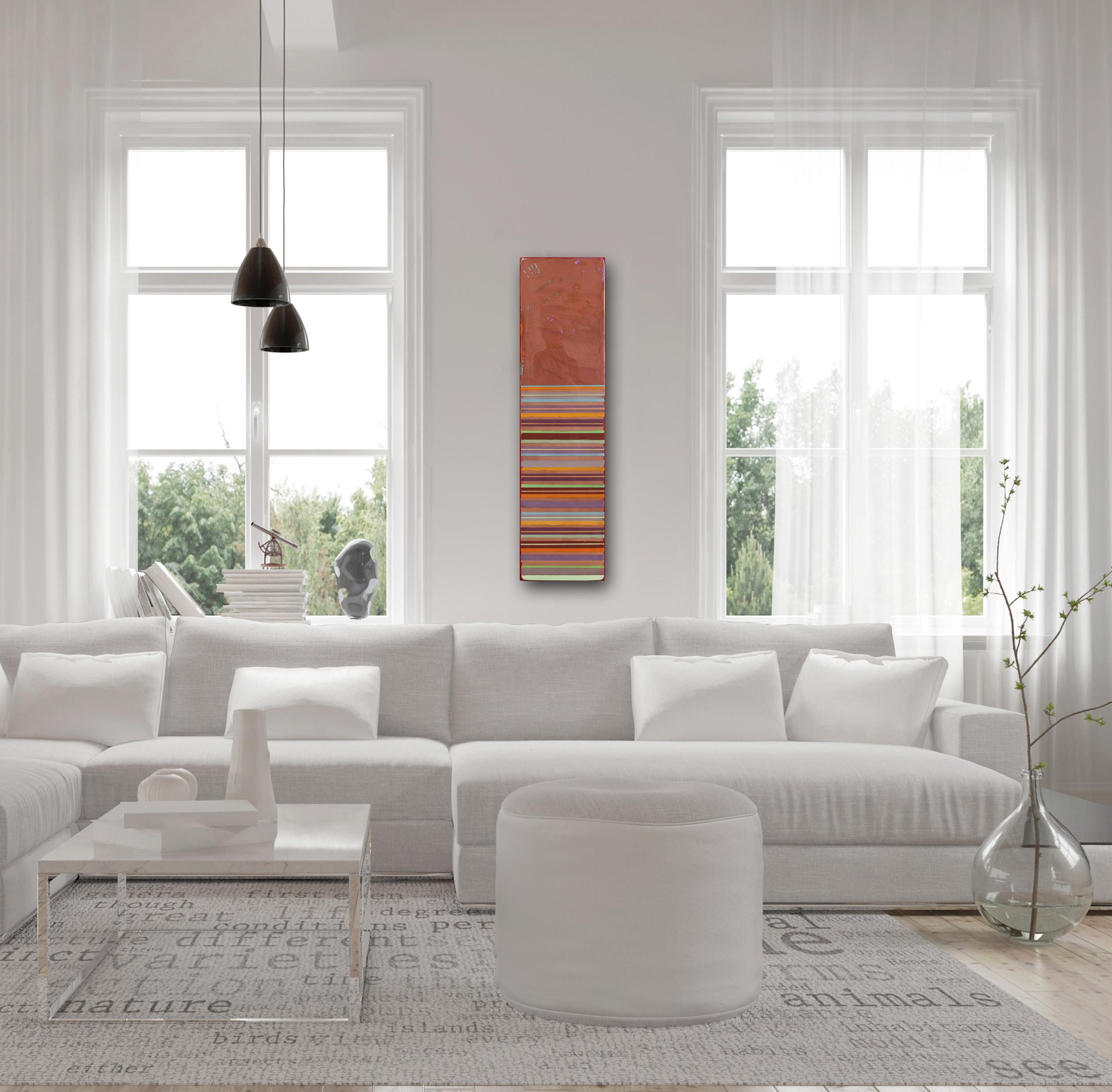 Sunspot 124 - Modern Resin Muted Colorful Stripe Minimalist Artwork - Painting by Ricky Hunt