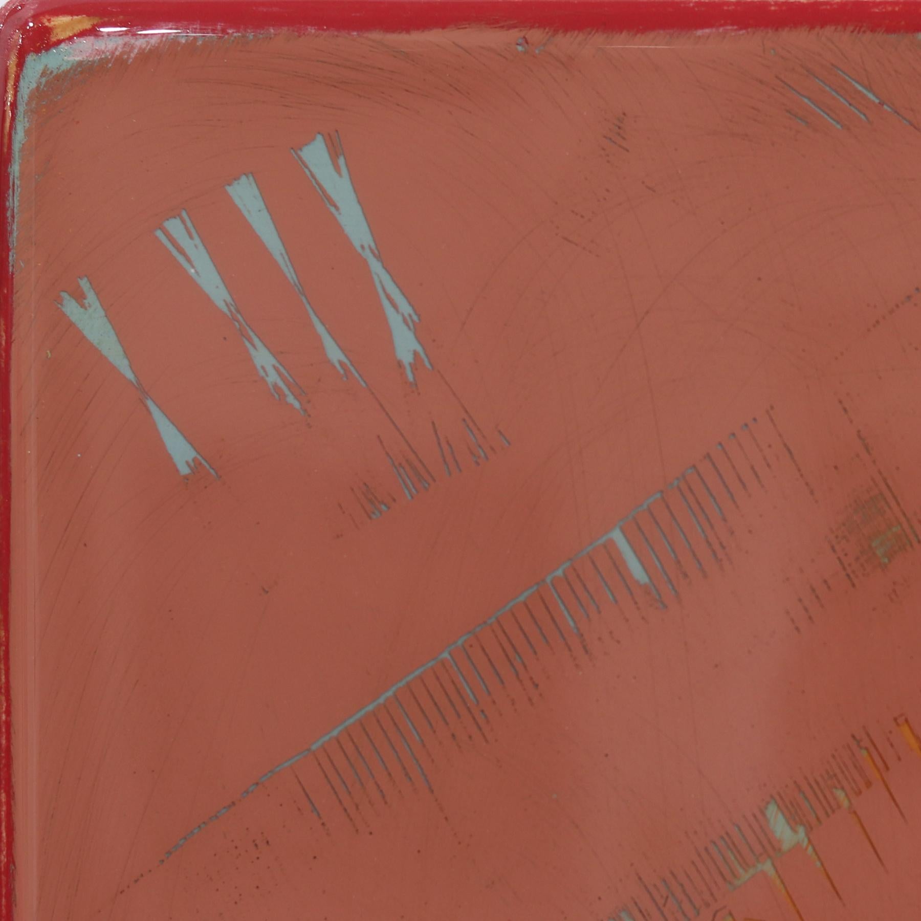 Sunspot 124 - Modern Resin Muted Colorful Stripe Minimalist Artwork - Blue Abstract Painting by Ricky Hunt