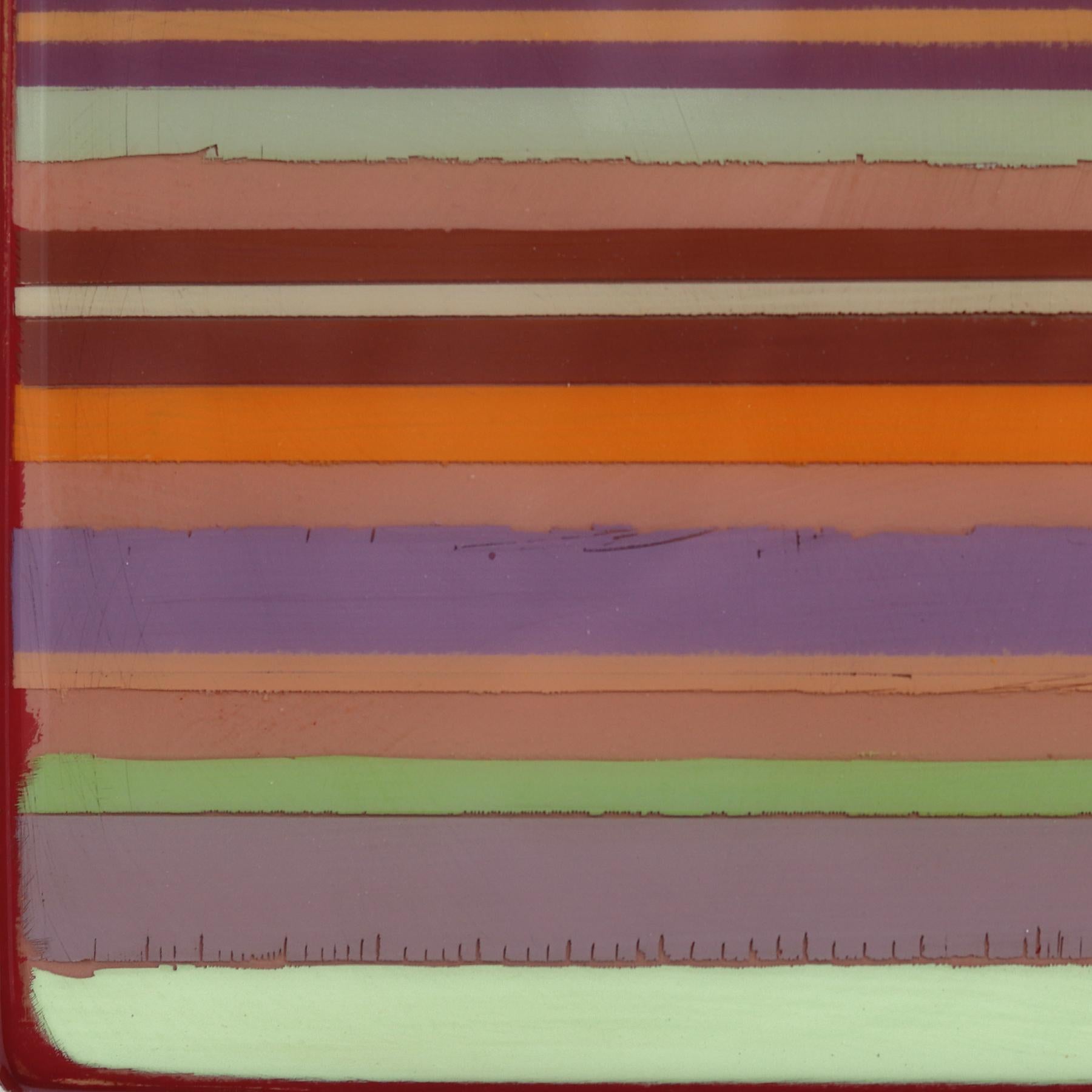 Sunspot 124 - Modern Resin Muted Colorful Stripe Minimalist Artwork For Sale 3