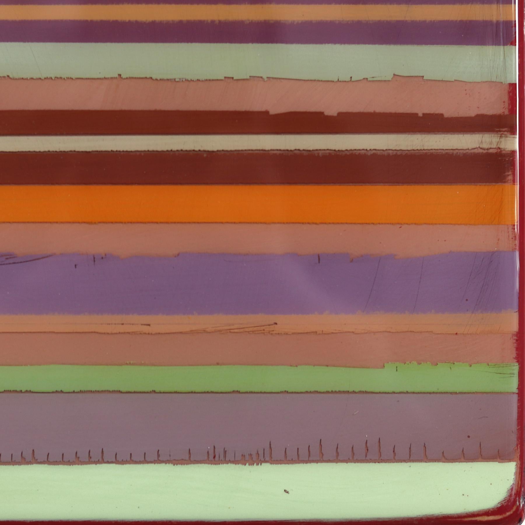 Sunspot 124 - Modern Resin Muted Colorful Stripe Minimalist Artwork For Sale 4