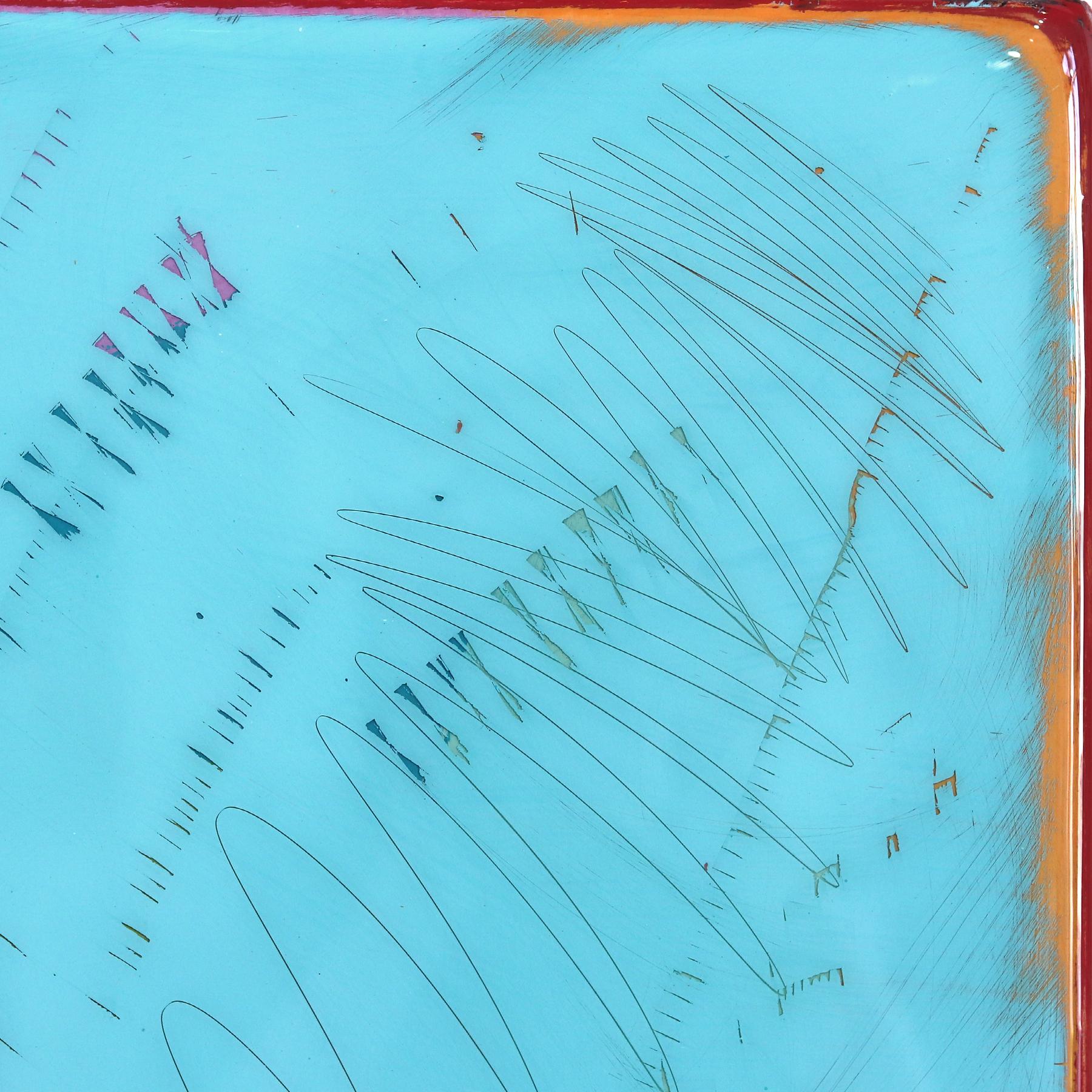 Sunspot 125 - Modern Resin Vibrant Blue Dual Tone Color Field Minimalist Artwork For Sale 1