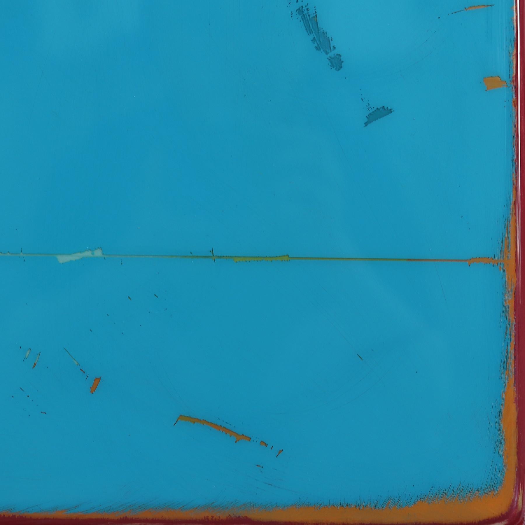 Sunspot 125 - Modern Resin Vibrant Blue Dual Tone Color Field Minimalist Artwork For Sale 4
