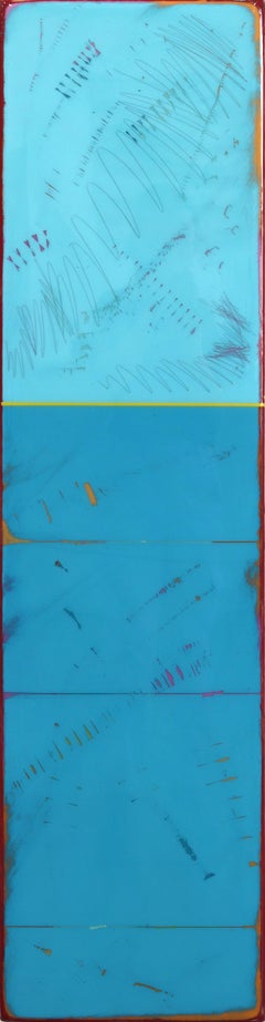 Sunspot 125 - Moderna opera d'arte minimalista in resina a doppio tono di colore blu vibrante