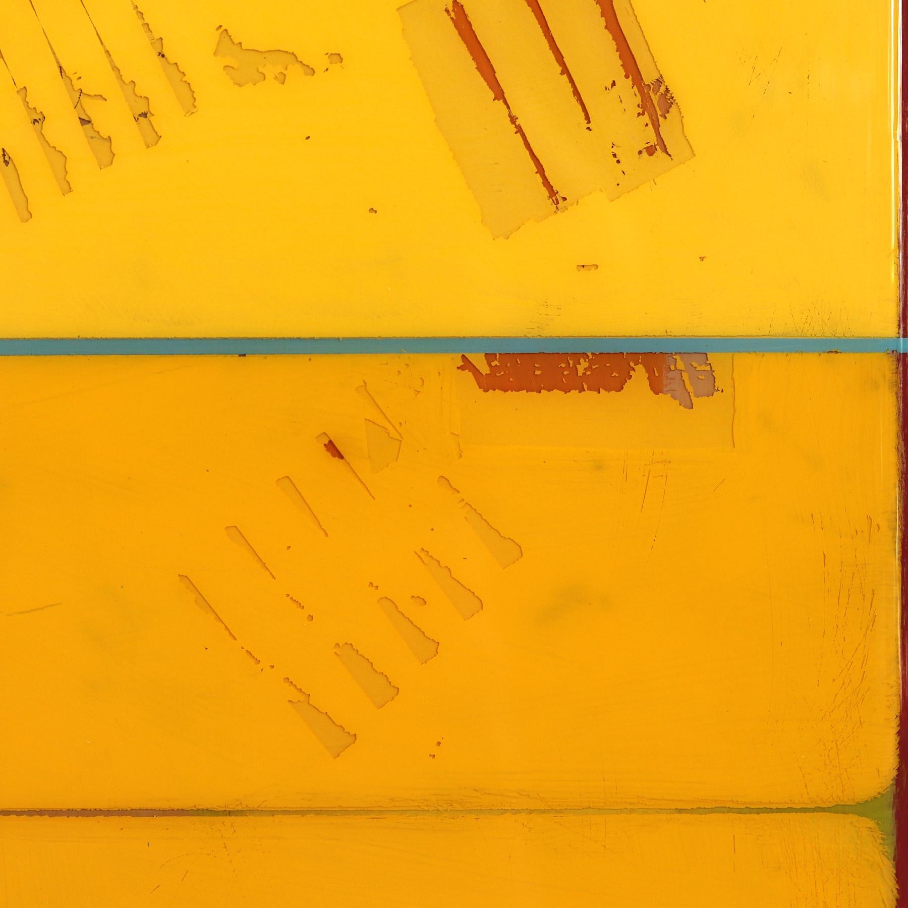 Sunspot 126 - Tall Modern Shiny Resin Minimalist Vibrant Yellow Abstract Art For Sale 1
