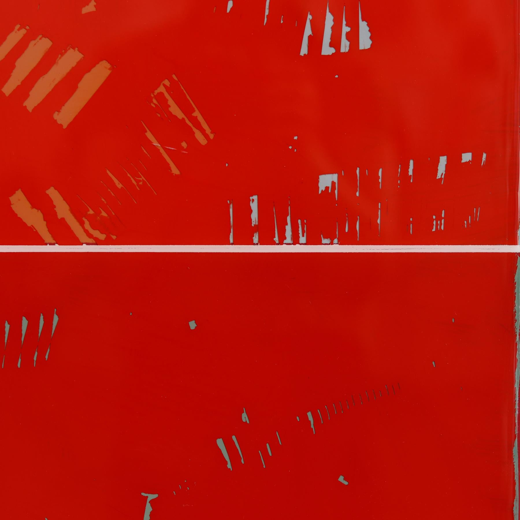 Sunspot 131 - Tall Modern Shiny Resin Minimalist Vibrant Red Tone Abstract Art For Sale 3