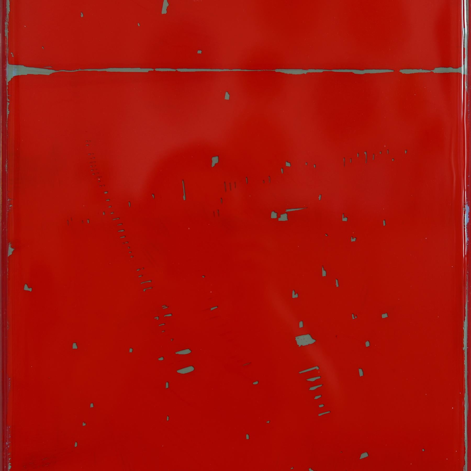 Sunspot 131 - Tall Modern Shiny Resin Minimalist Vibrant Red Tone Abstract Art For Sale 5