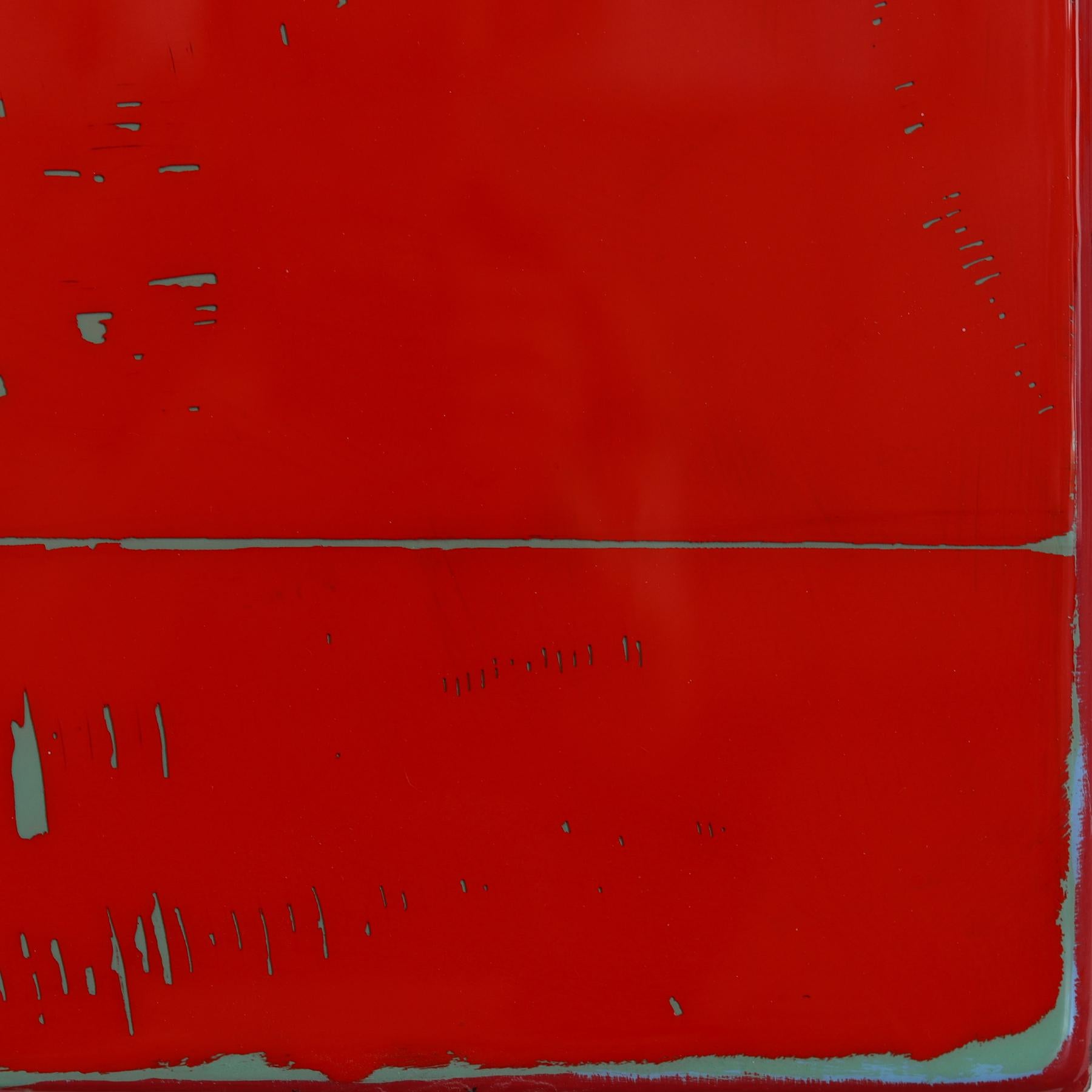 Sunspot 131 - Tall Modern Shiny Resin Minimalist Vibrant Red Tone Abstract Art For Sale 6