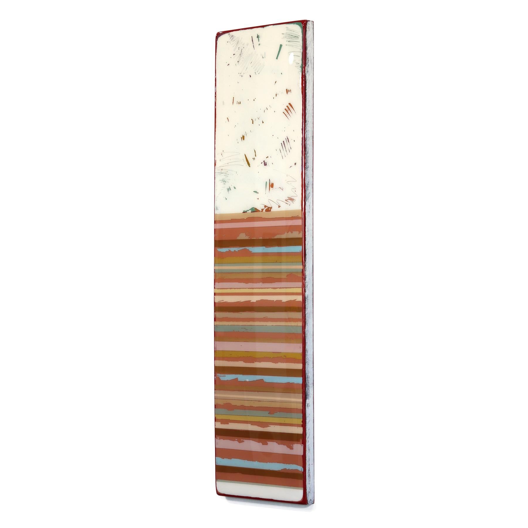 Sunspot 133 - Tall Modern Shiny Resin Minimalist Autumn Tone Abstract Artwork For Sale 2
