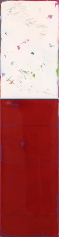 Sunspot 134 - Modern Resin Minimalist Red and White Dual Tone Abstract Artwork