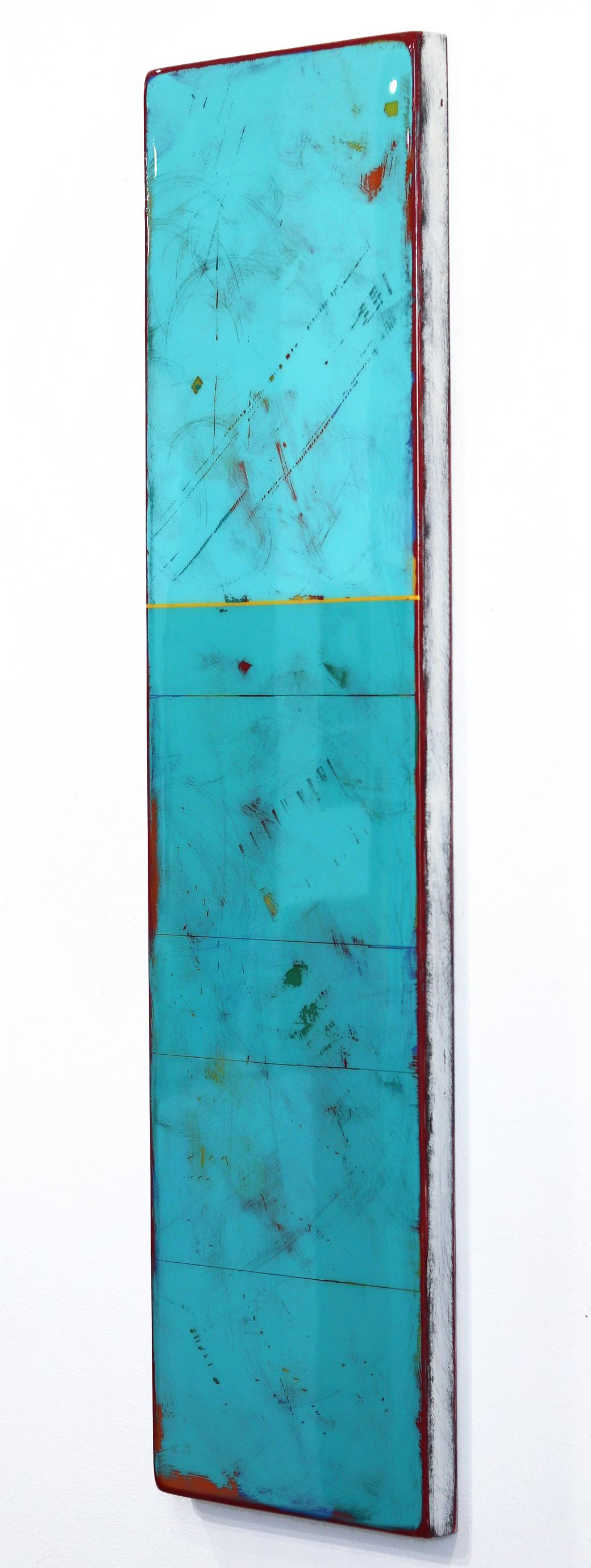 Sonnenfleck 80  Modernes Acryl-Kunstwerk in zweifarbigem Aquablauem Harz im Angebot 1