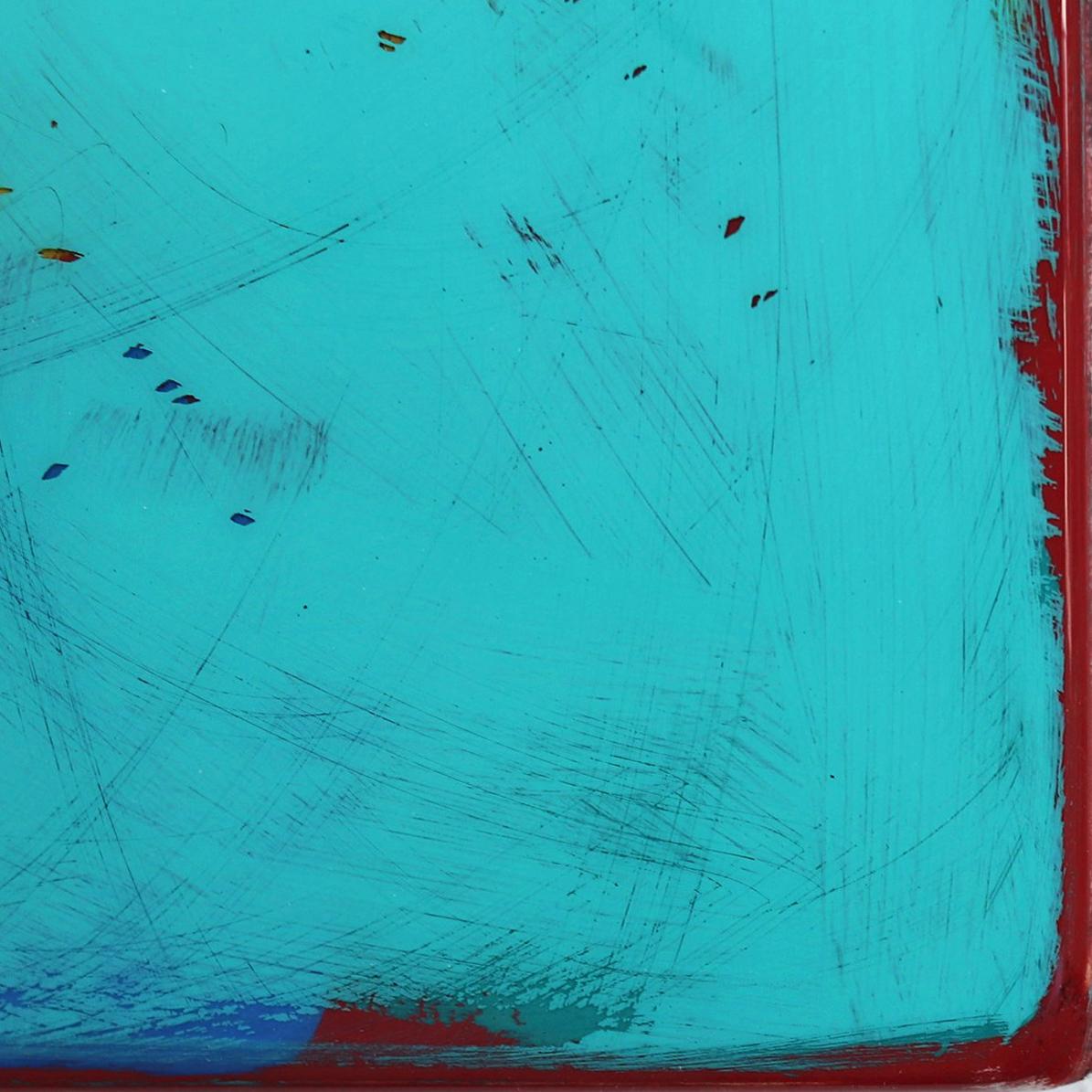 Sonnenfleck 80  Modernes Acryl-Kunstwerk in zweifarbigem Aquablauem Harz im Angebot 5